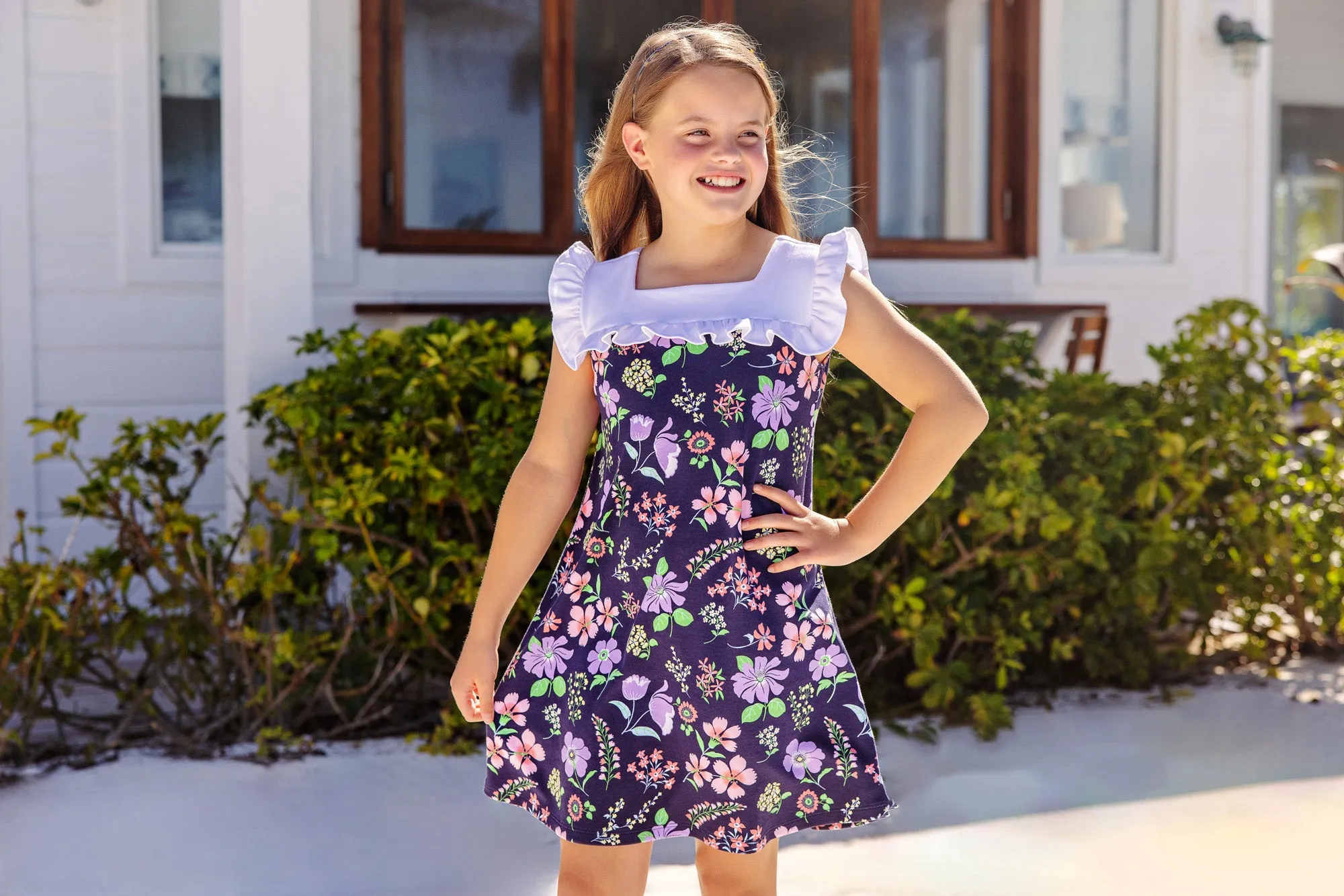 Darla Dress - Buckhead Botanicals with Worth Avenue White