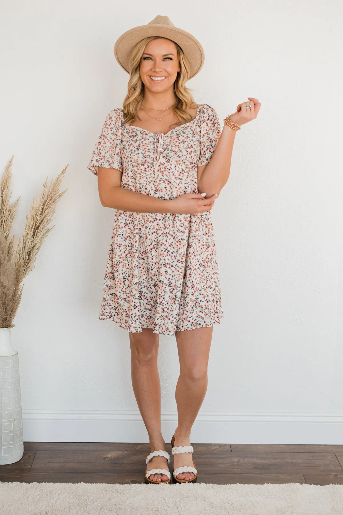 Dashing Through The Daisies Floral Dress- Ivory