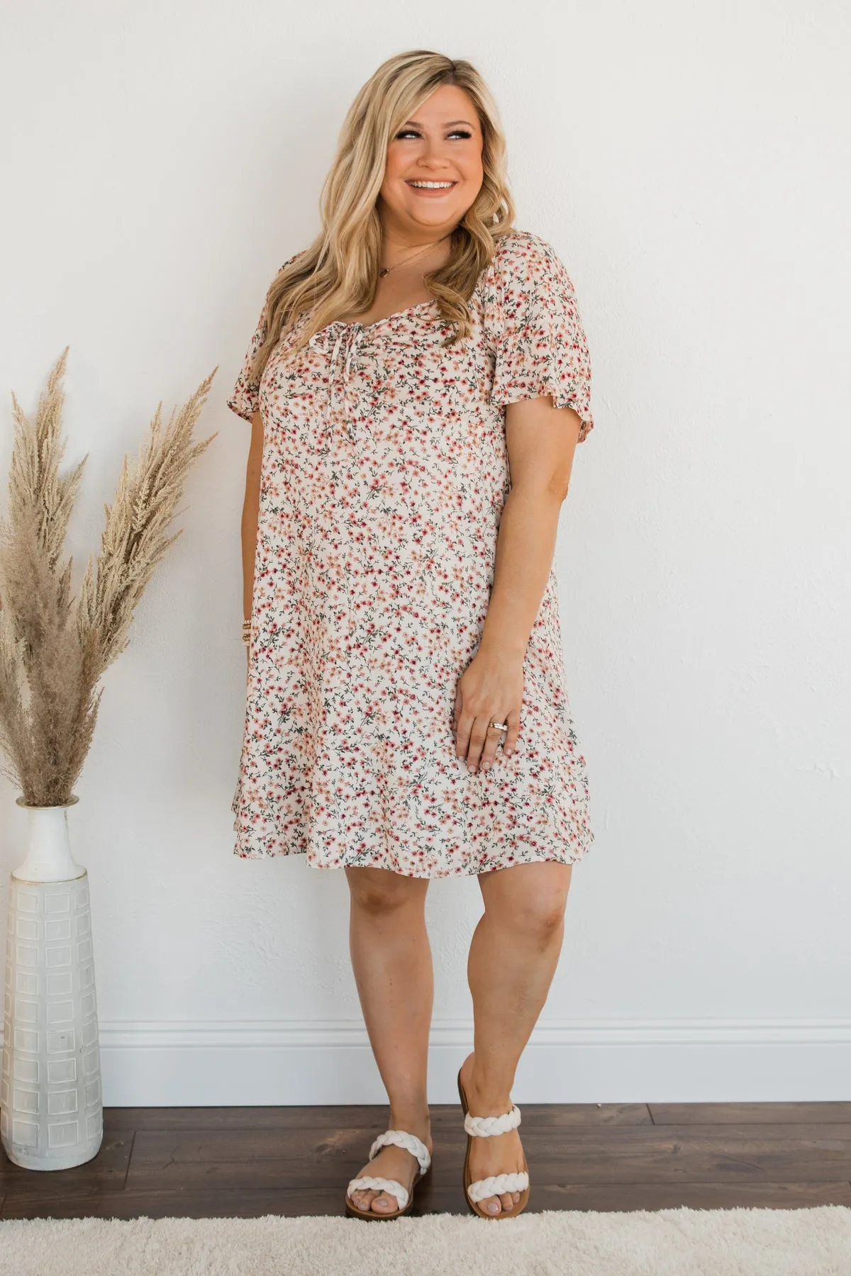 Dashing Through The Daisies Floral Dress- Ivory