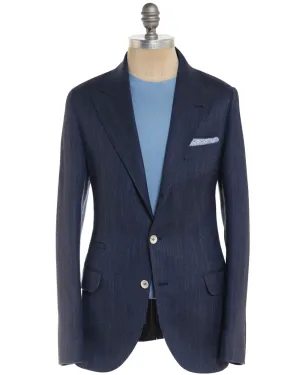 Denim Blue Herringbone Wool Blend Sportcoat