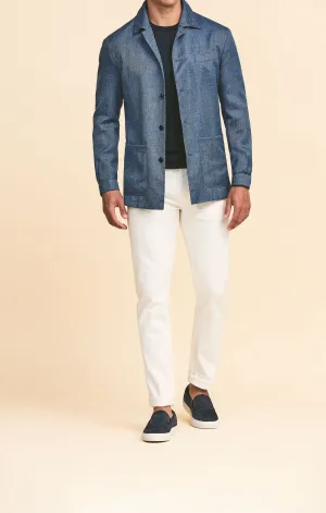 Di Pray Cobalt Wool, Silk & Linen Herringbone
