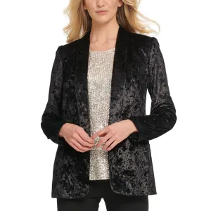 DKNY Womens Velvet Open Front Blazer