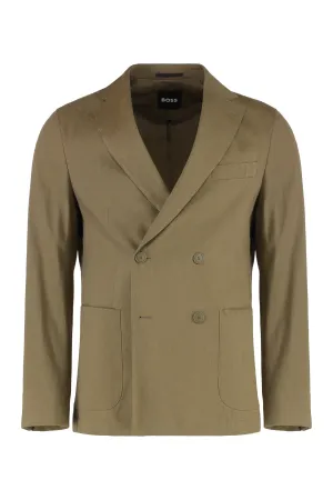 Double-breasted linen blend jacket