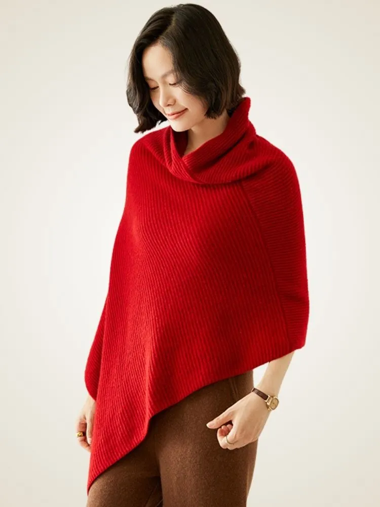 Ellina - Ribbed Cashmere Poncho