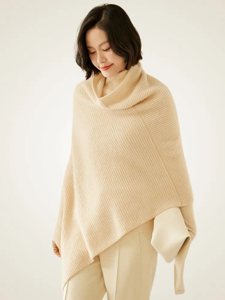Ellina - Ribbed Cashmere Poncho
