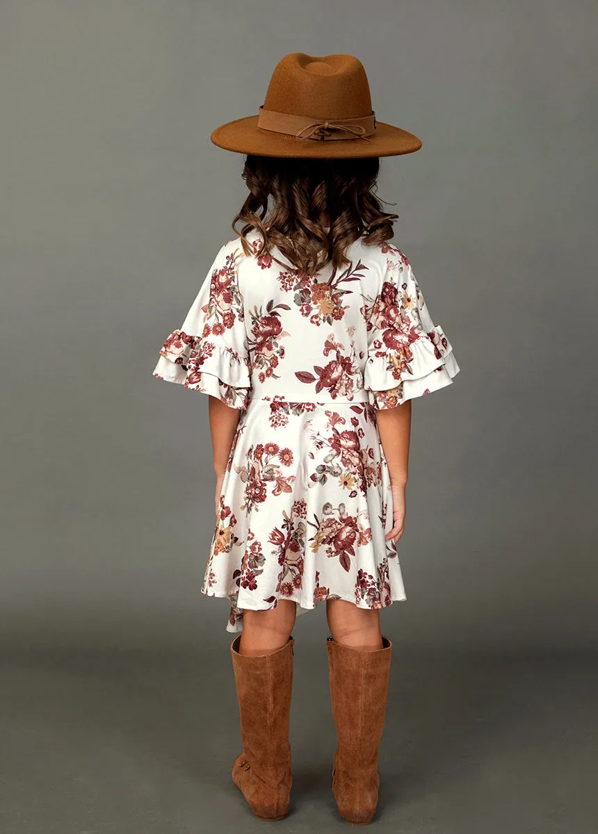 Emilia Dress in Ecru Floral