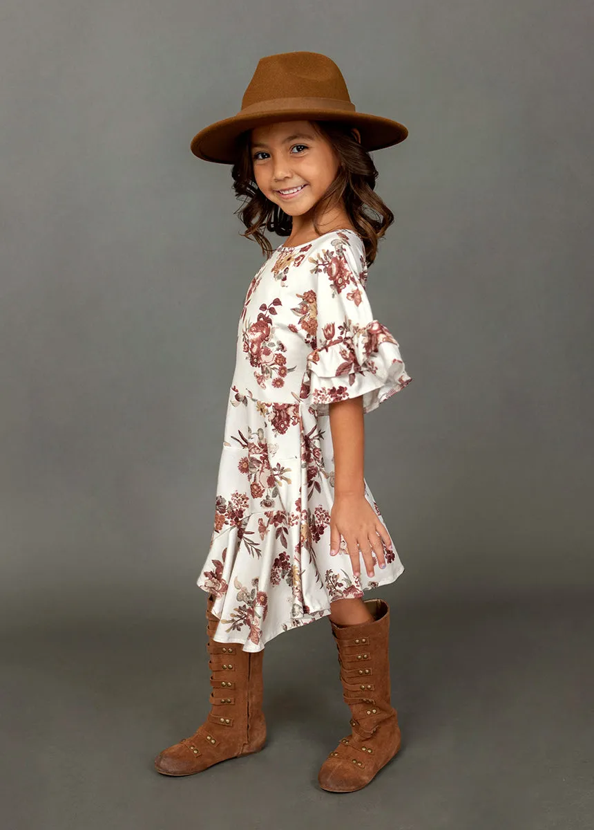 Emilia Dress in Ecru Floral