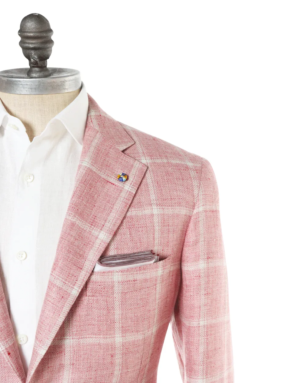 Faded Red Linen Blend Windowpane Sportcoat
