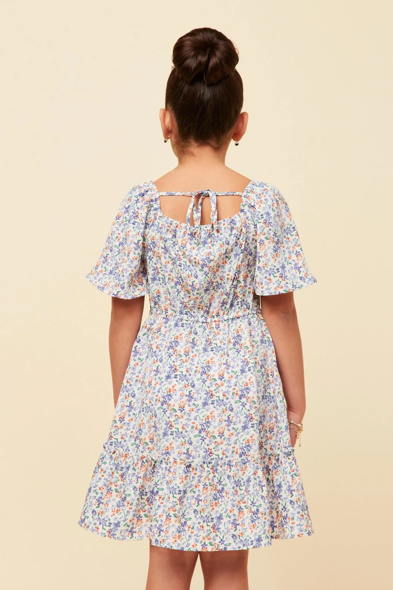 Floral Cinched Bodice Midi Dress