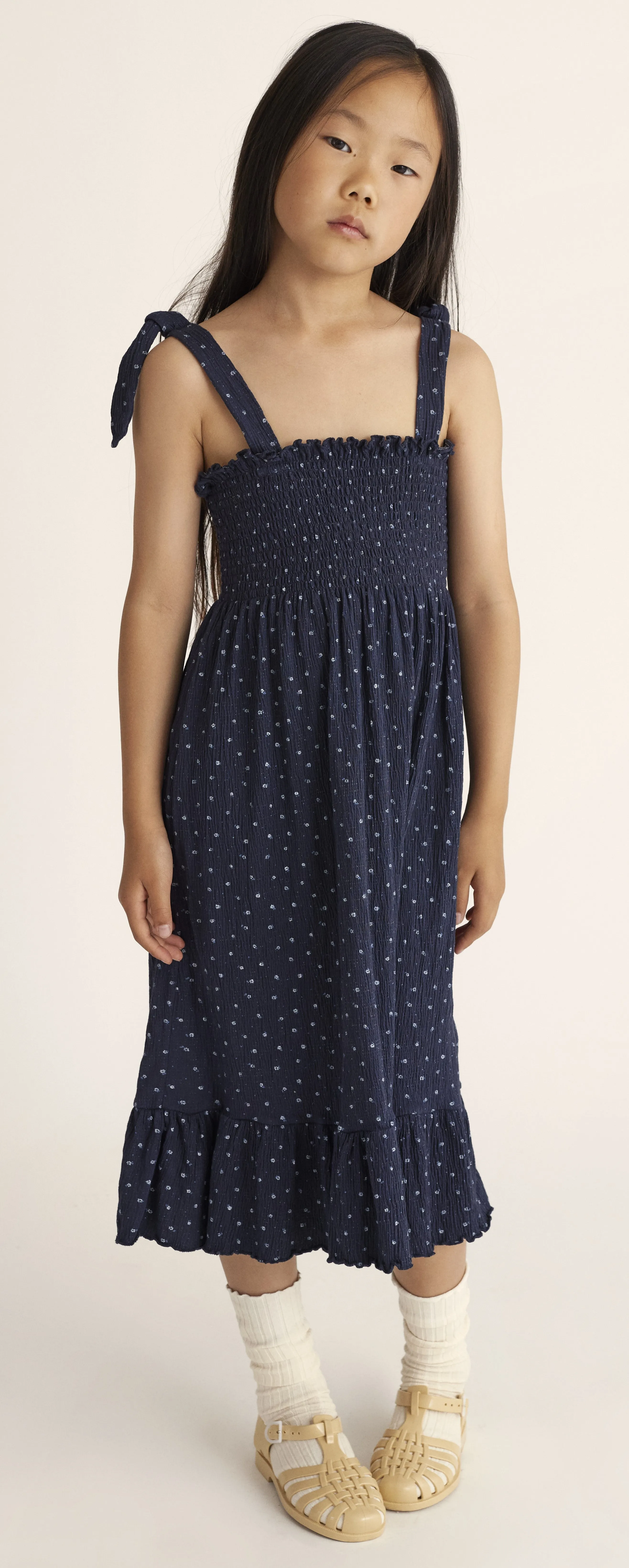 Floral navy gauze dress by Cozmo