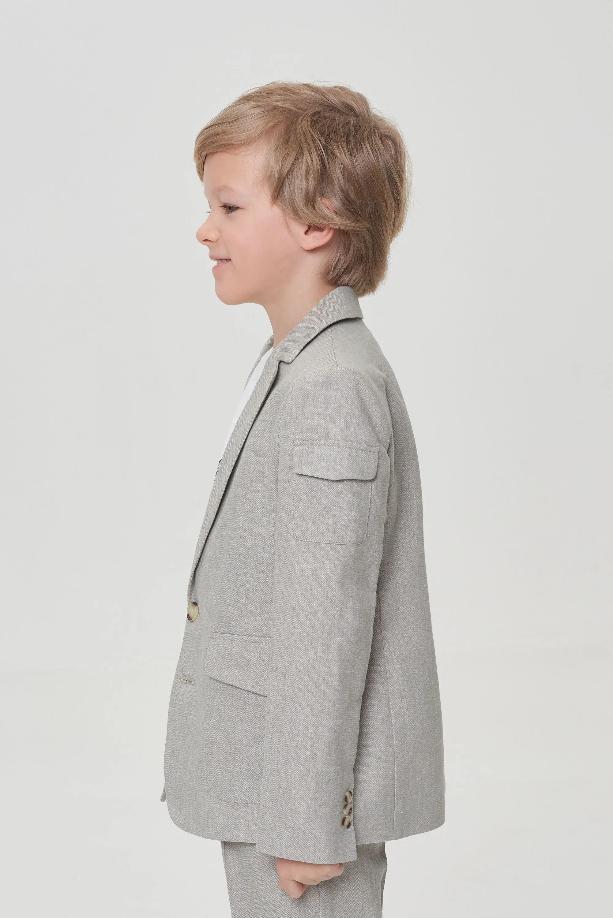 Front Pockets Linen Blazer