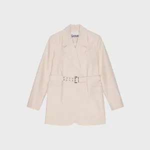 Ganni Cotton Melange Tailoring Blazer - Angora