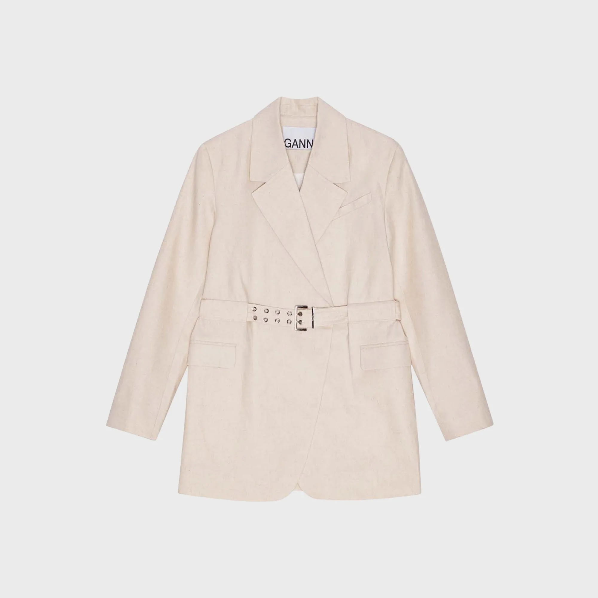 Ganni Cotton Melange Tailoring Blazer - Angora