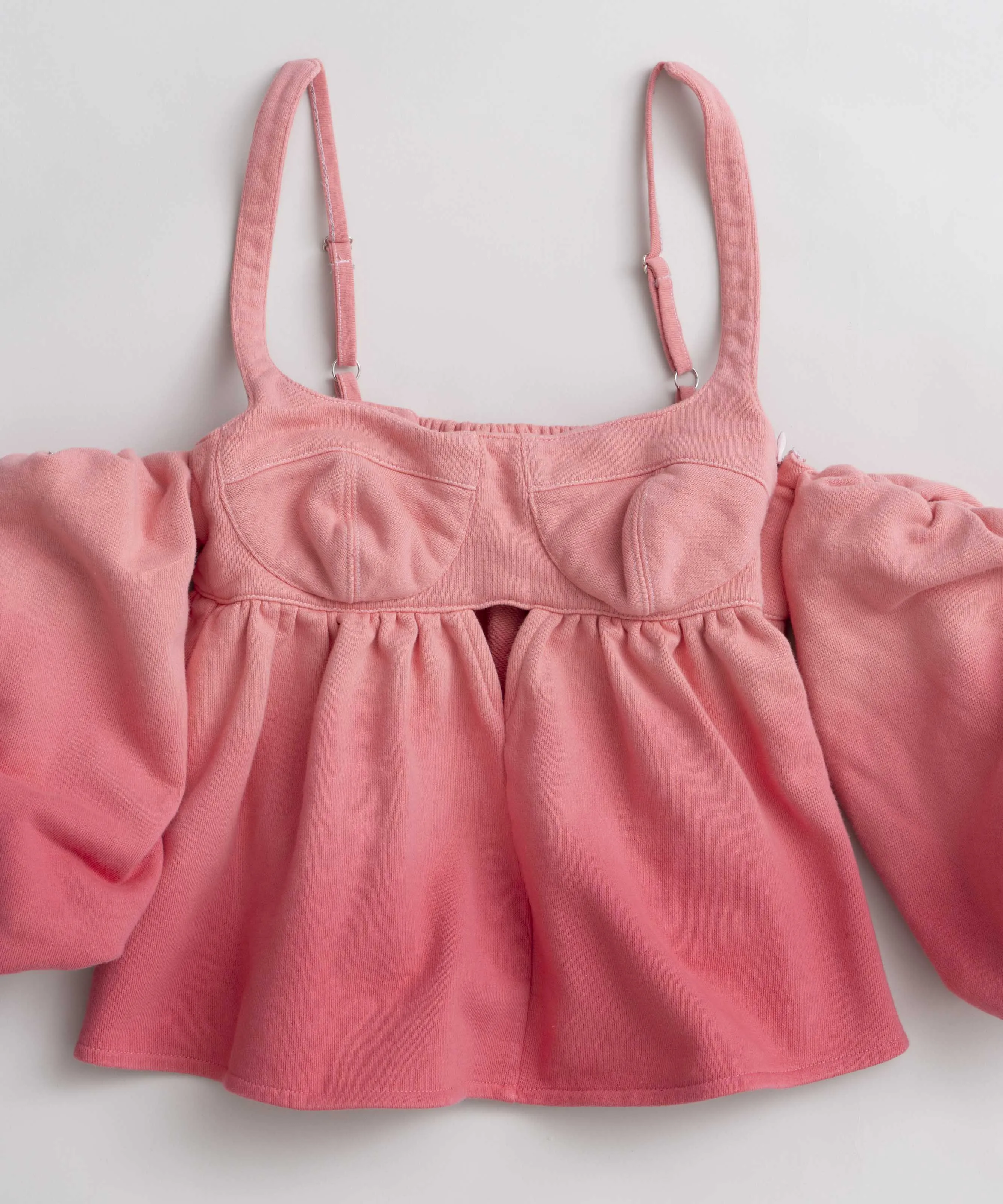 Gradation Sweat Puff Sleeve Peplum Top