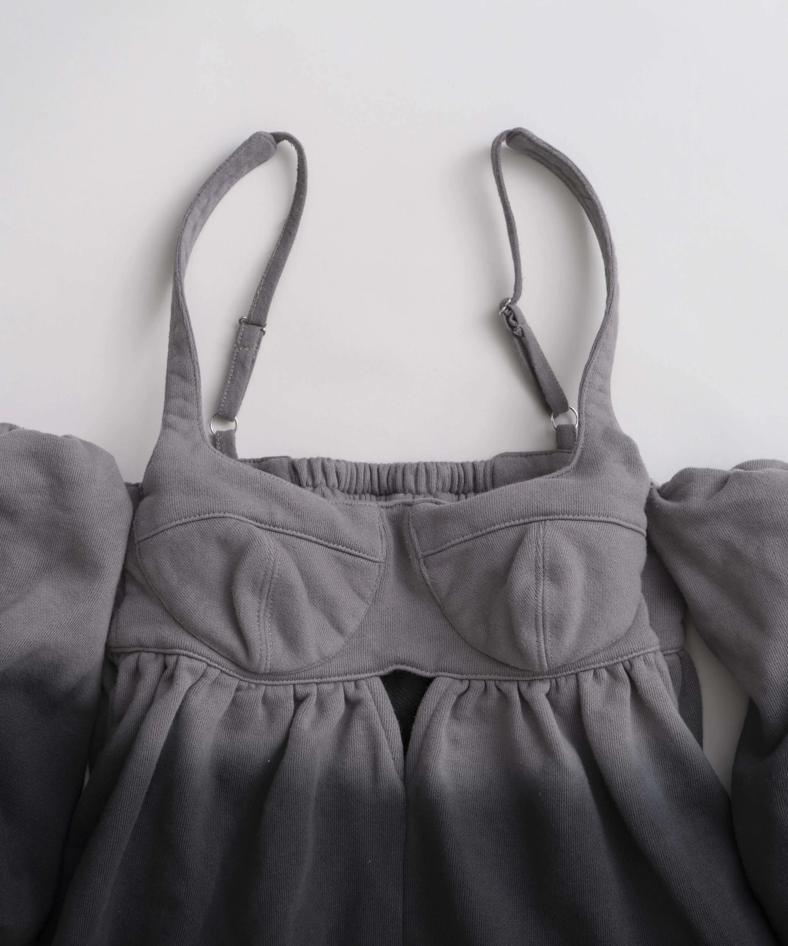 Gradation Sweat Puff Sleeve Peplum Top