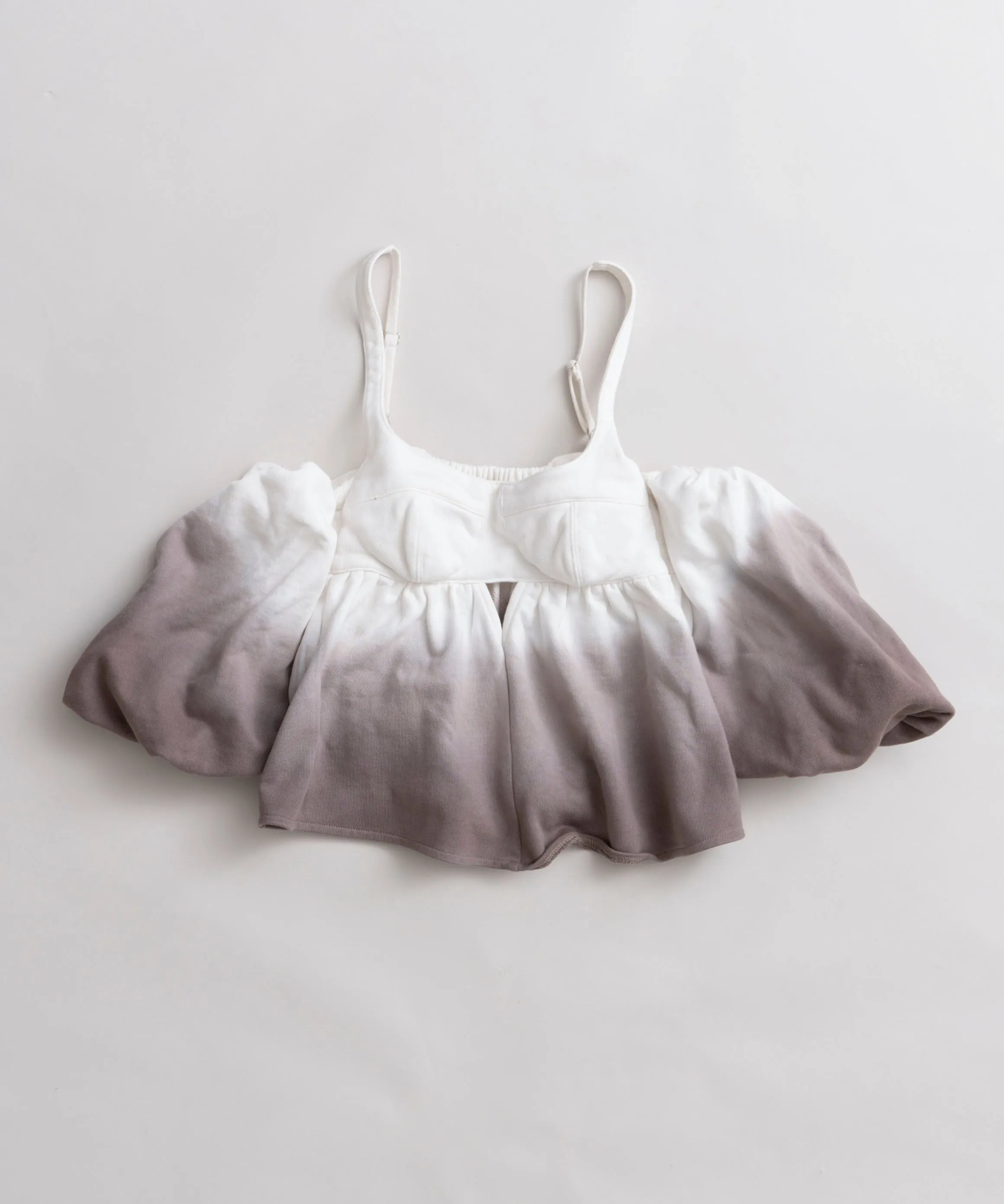 Gradation Sweat Puff Sleeve Peplum Top