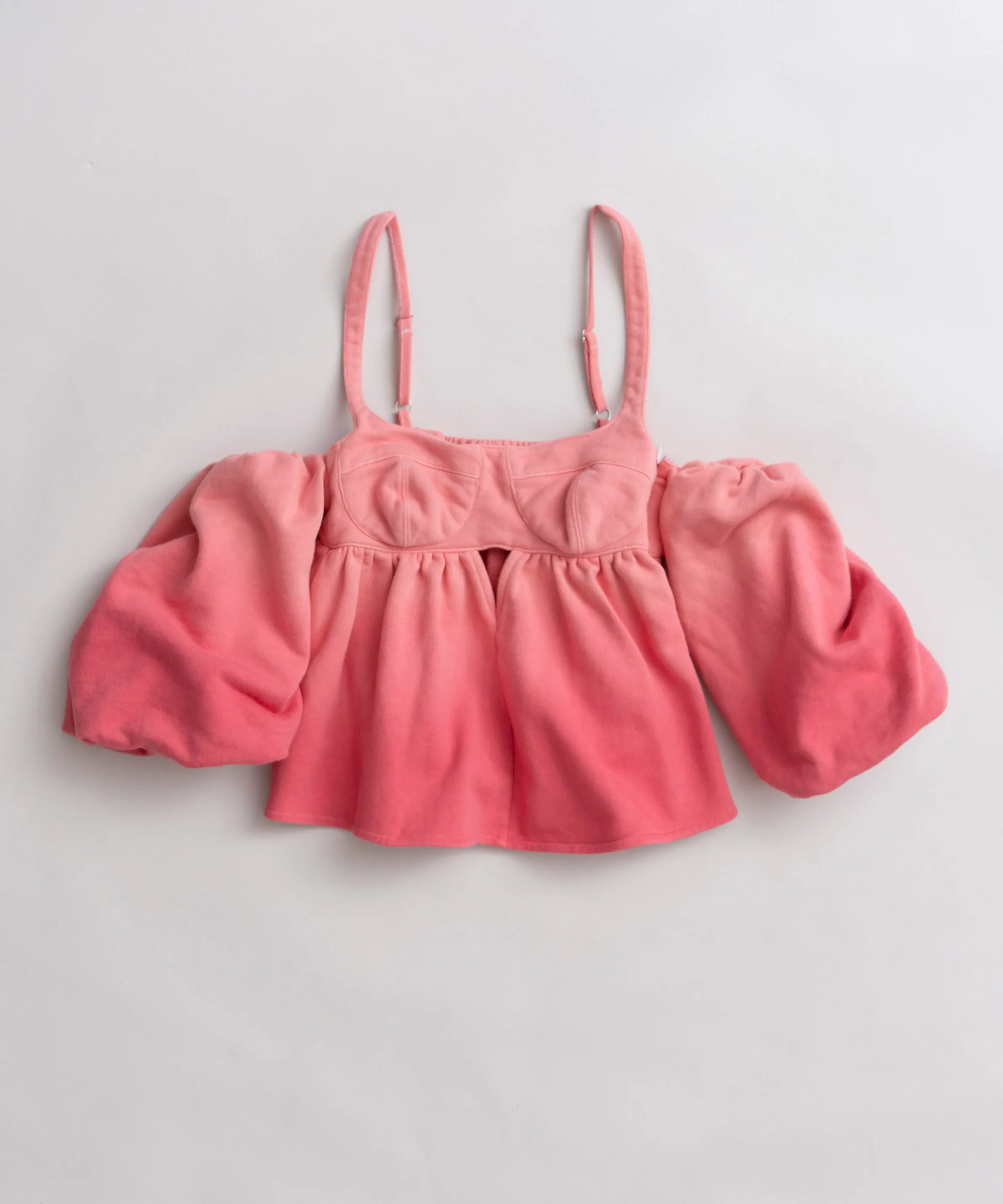 Gradation Sweat Puff Sleeve Peplum Top