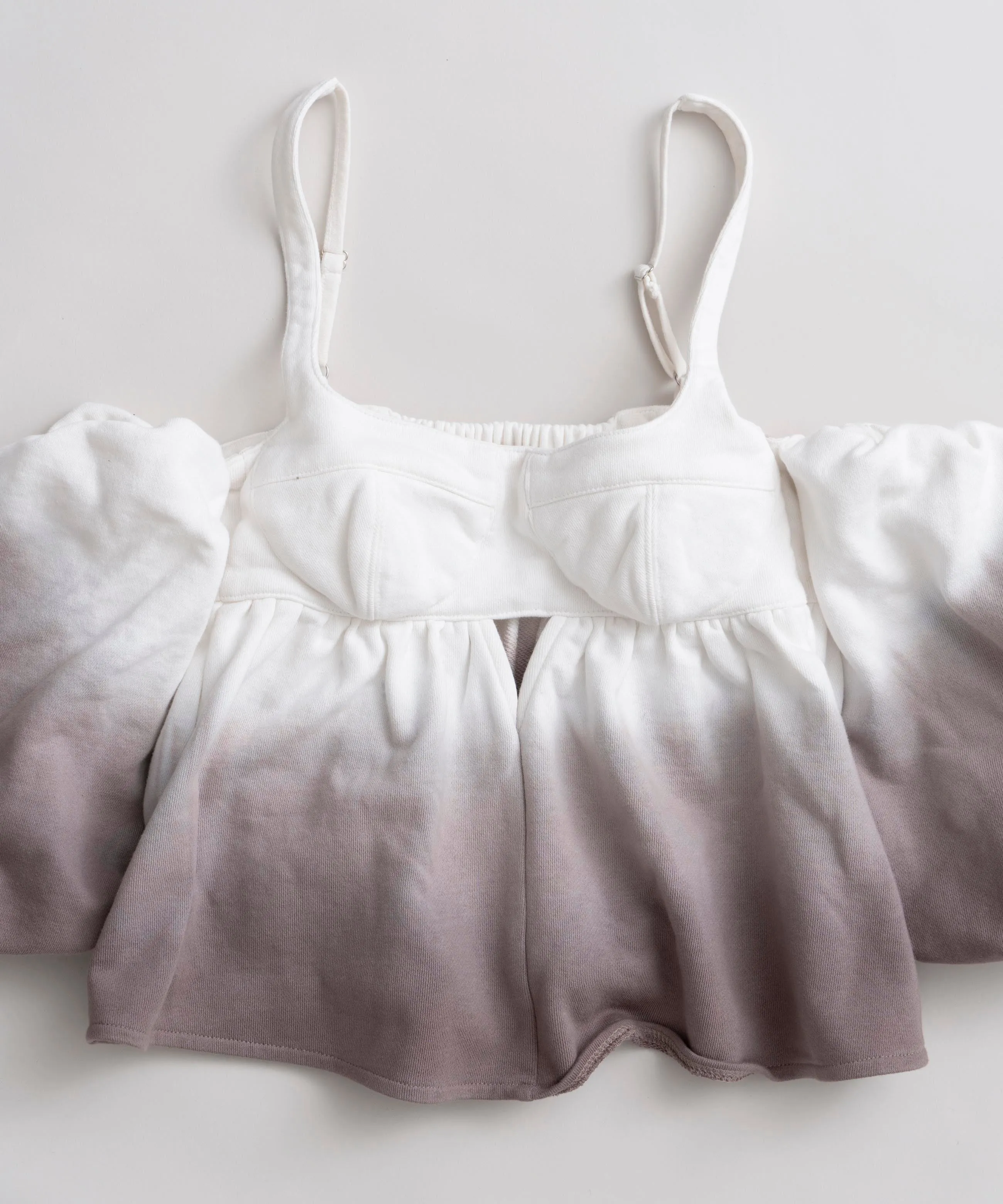 Gradation Sweat Puff Sleeve Peplum Top