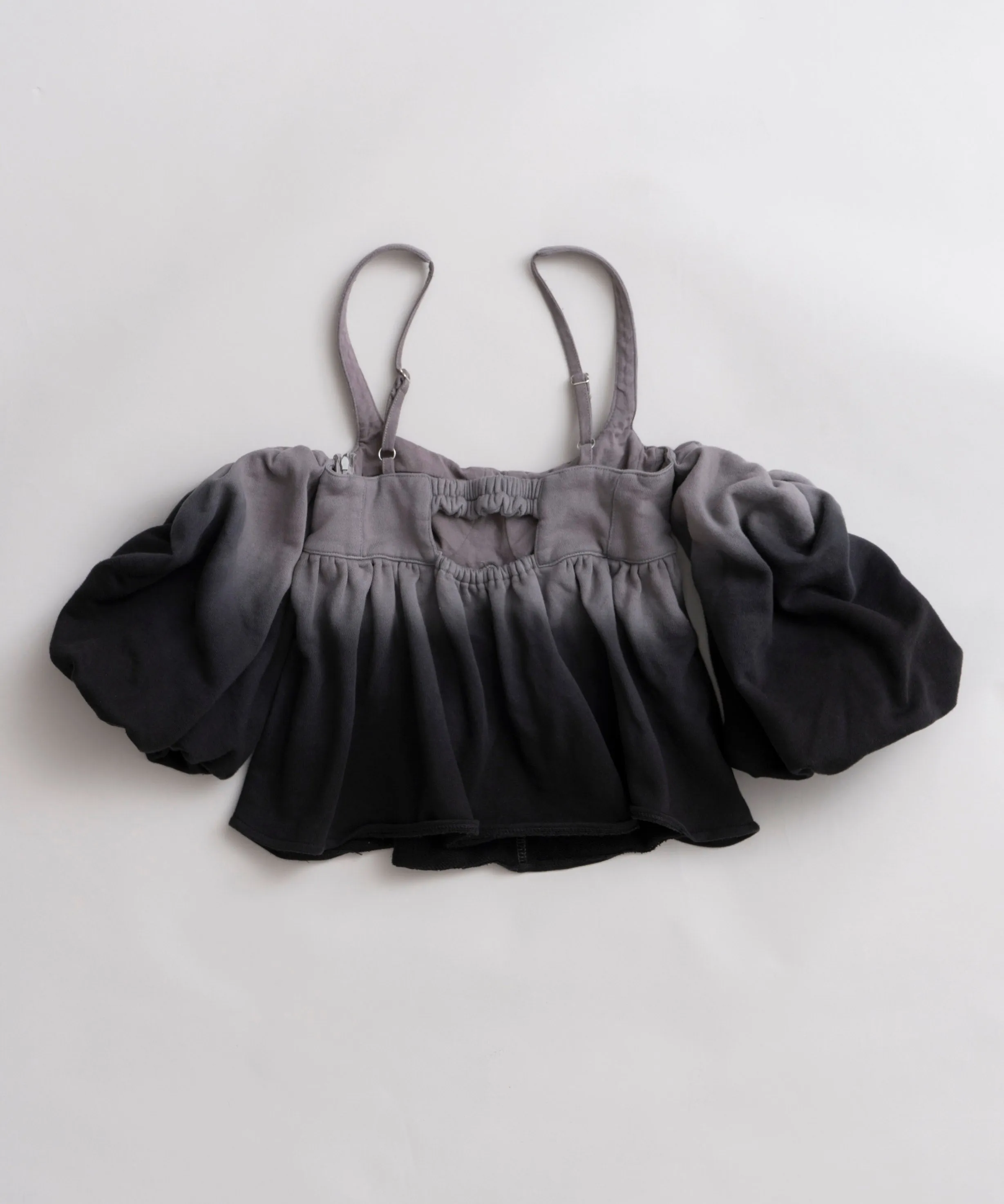 Gradation Sweat Puff Sleeve Peplum Top