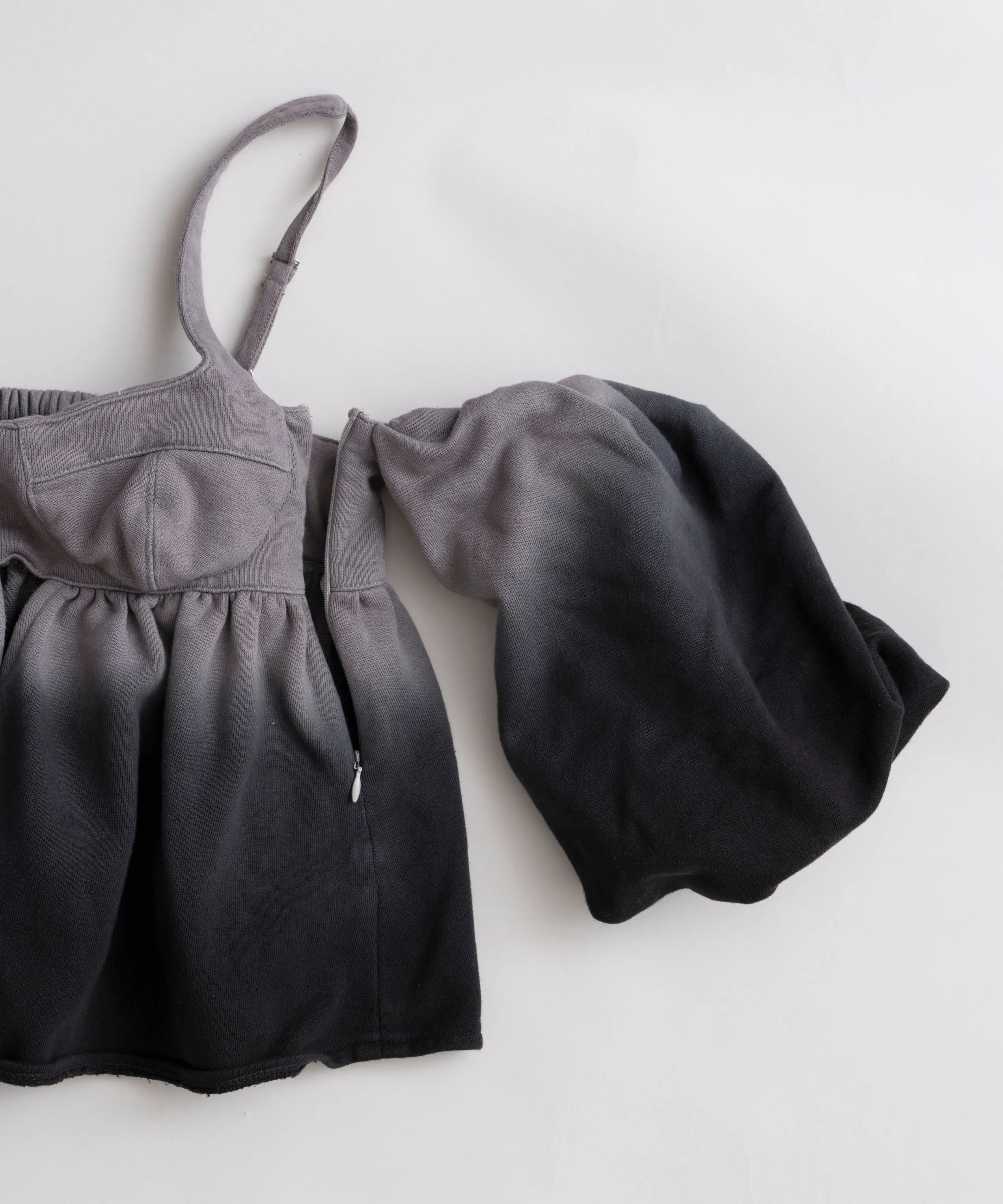 Gradation Sweat Puff Sleeve Peplum Top