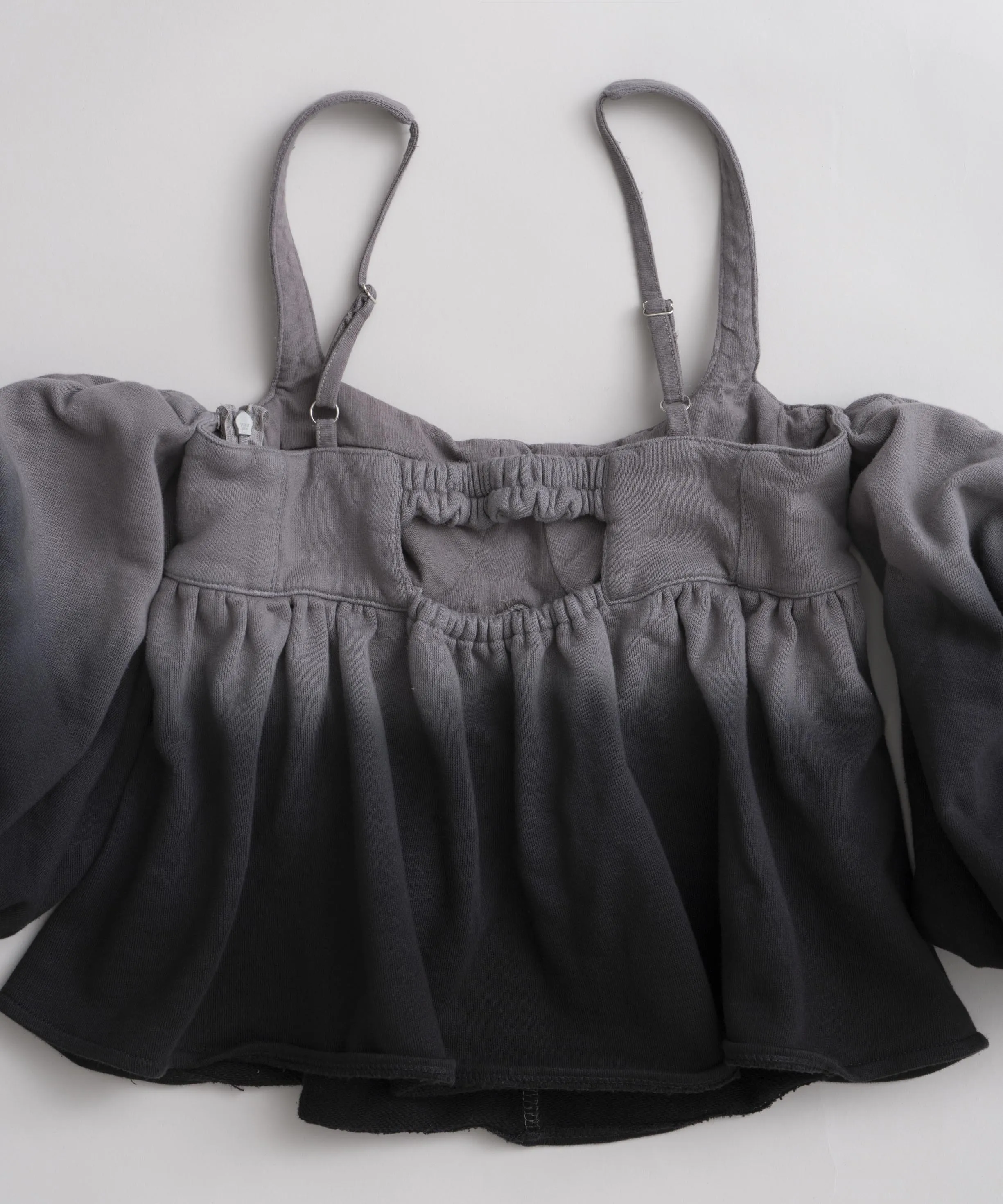 Gradation Sweat Puff Sleeve Peplum Top