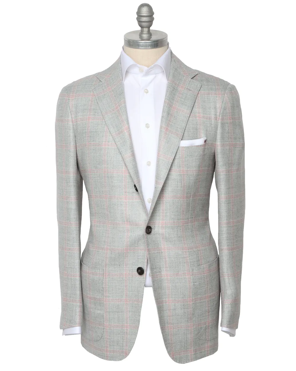Grey and Pink Windowpane Sportcoat