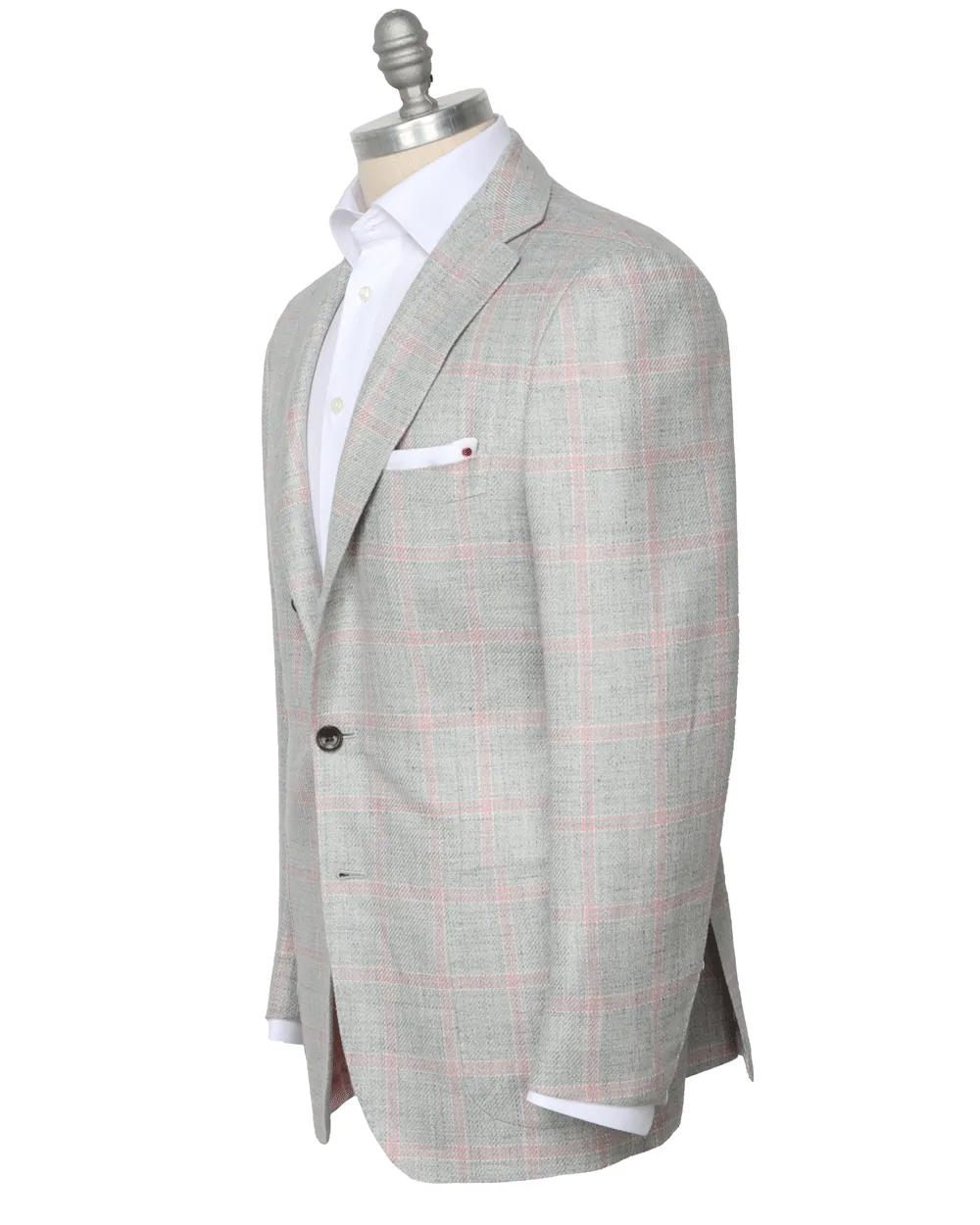 Grey and Pink Windowpane Sportcoat