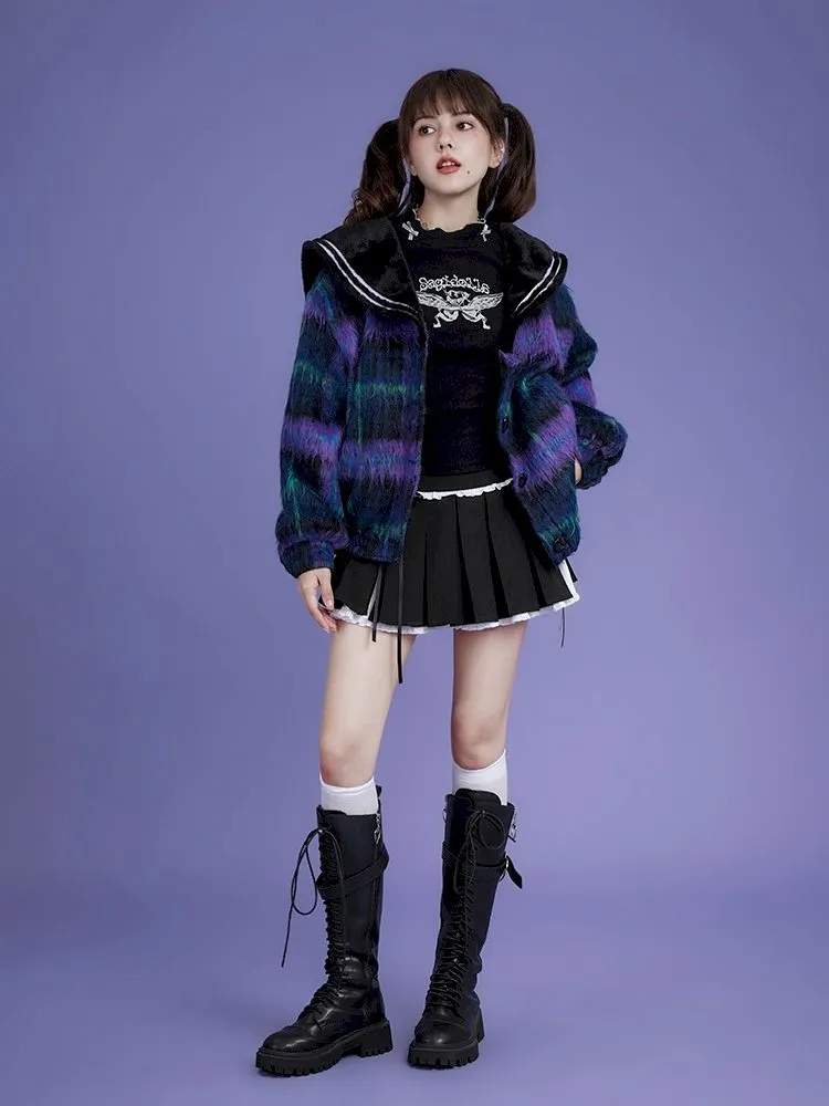 half turtleneck printed sweater