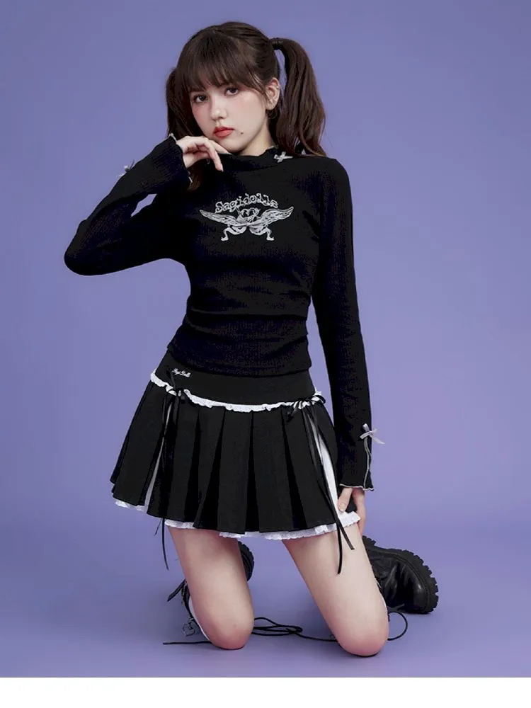 half turtleneck printed sweater