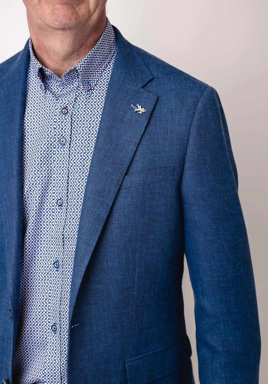Herbie Frogg Mayfair Linen Blend Blazer, Dark Blue Melange