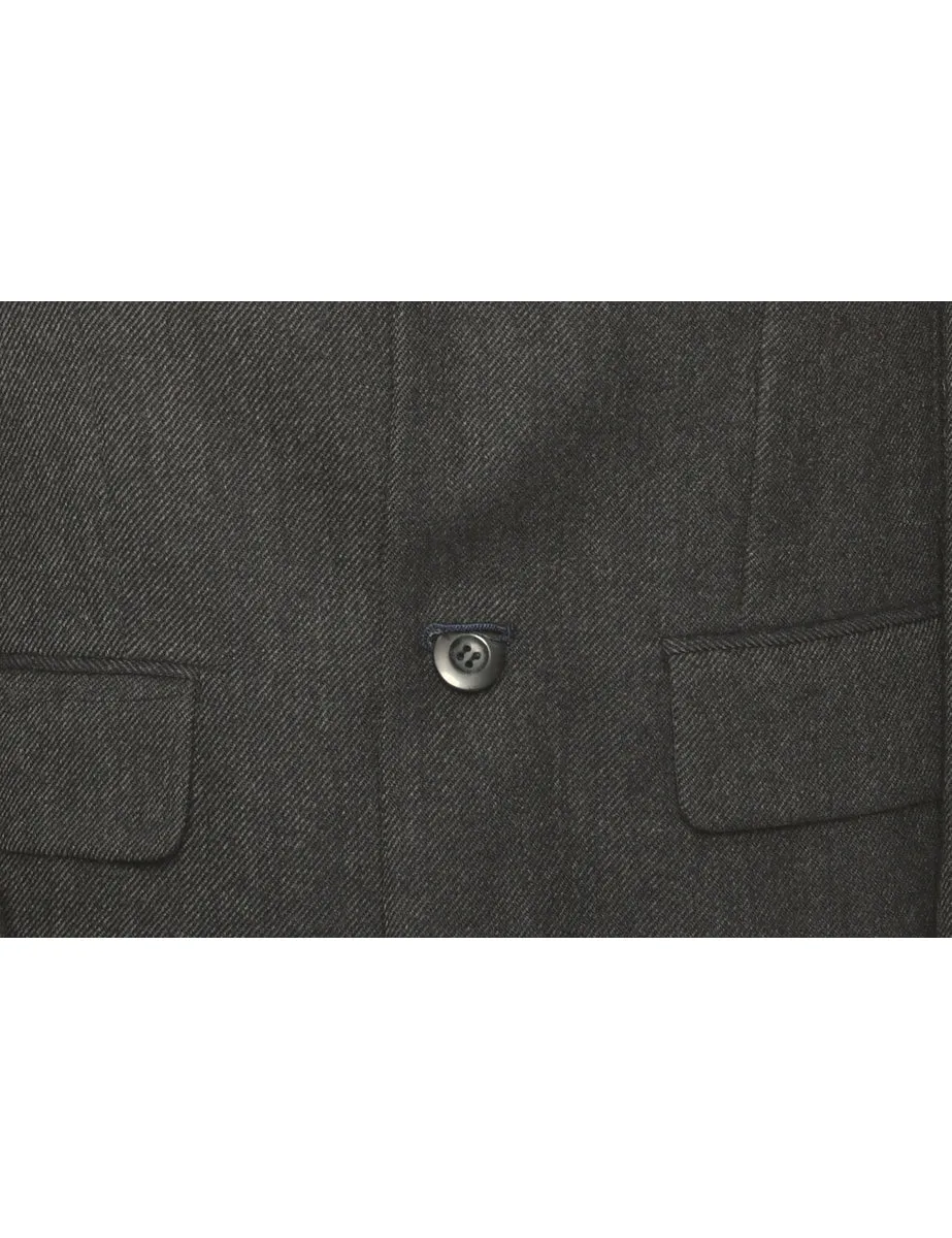 Herringbone Grey Tweed Blazer - L
