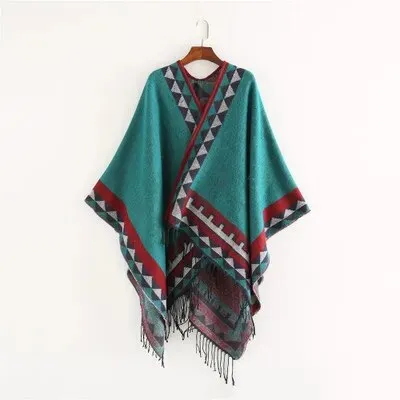 Indigenous Geometric Designs with Tassel/Fringe Pashmina Ponchos.