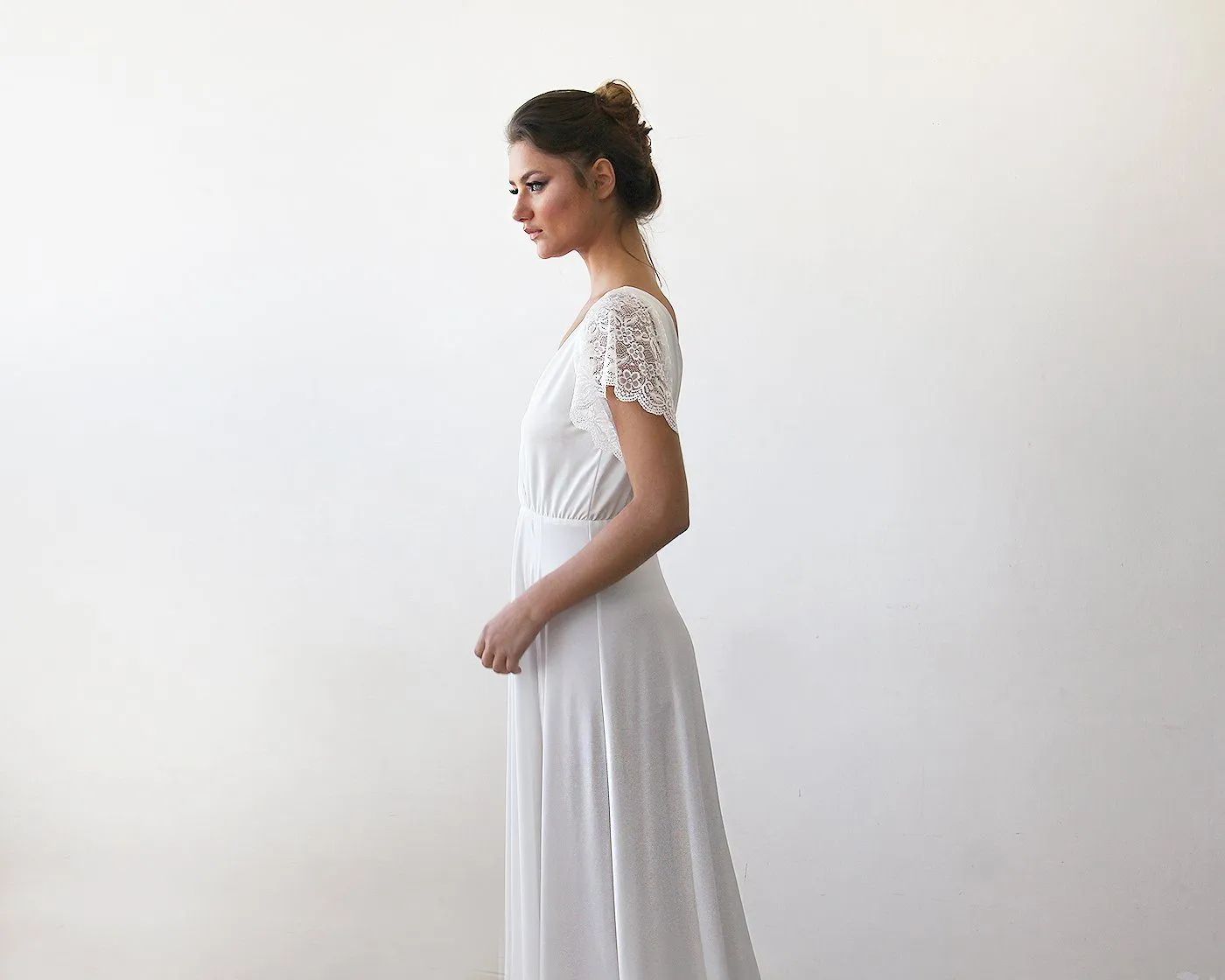 Ivory Wrap Wedding Gown with Train #1163