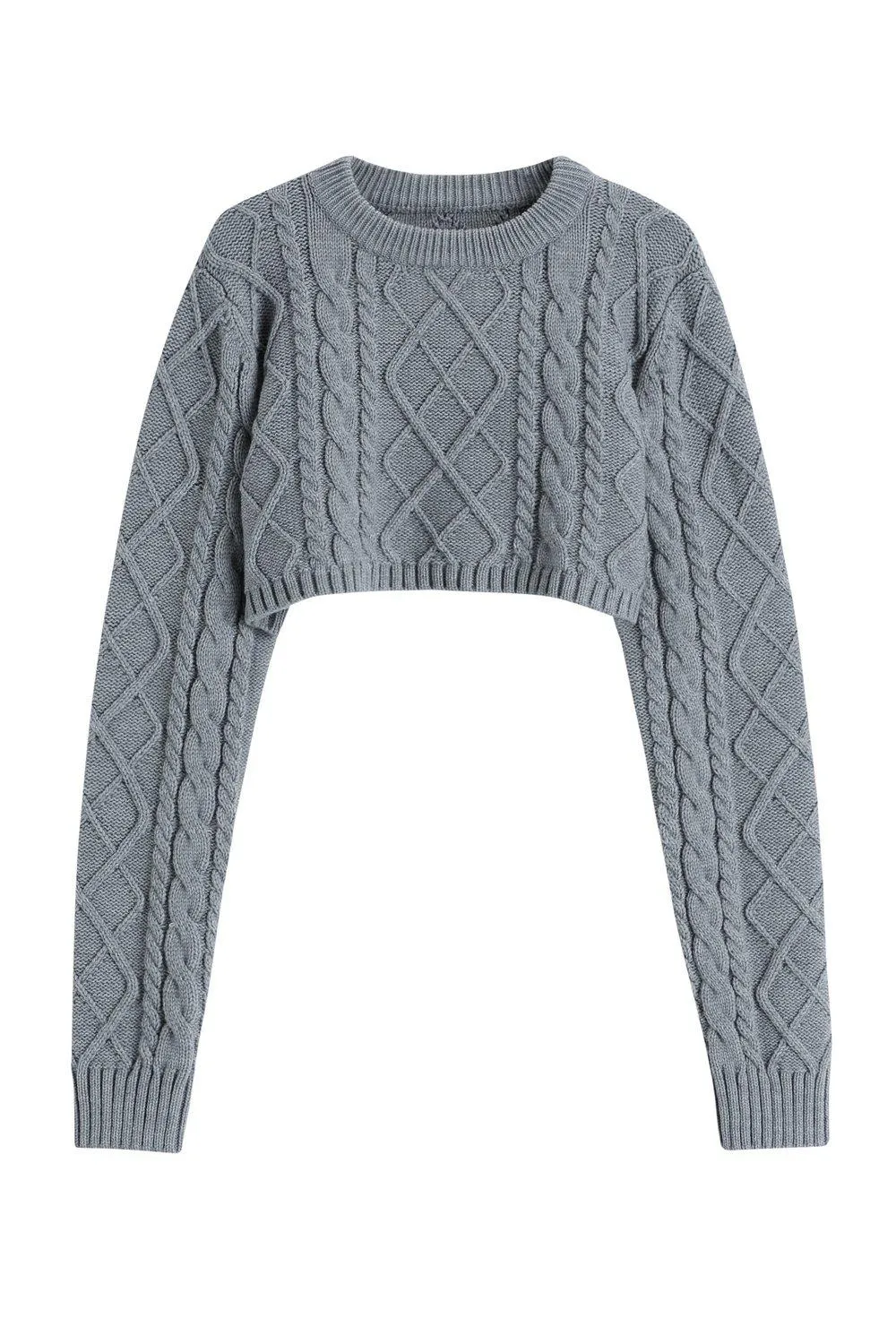 JUICY WOOL BLEND CABLE KNIT SWEATER - GREY