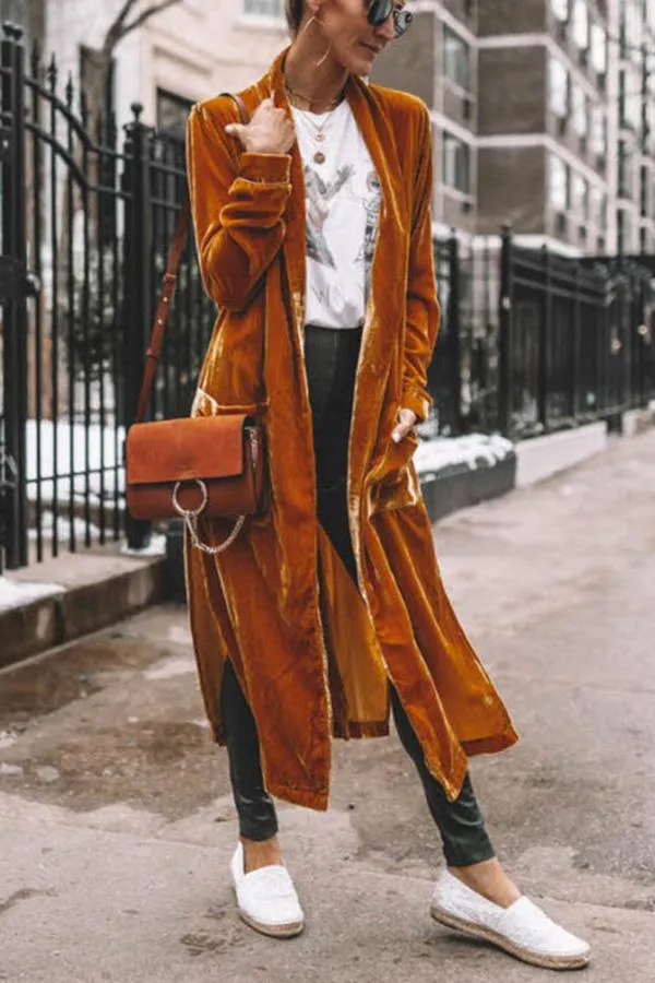 Kamila - stylish velvet long coat
