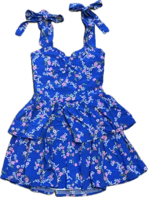 KATIEJ NYC- MASON  Dress Blue Floral Cascade