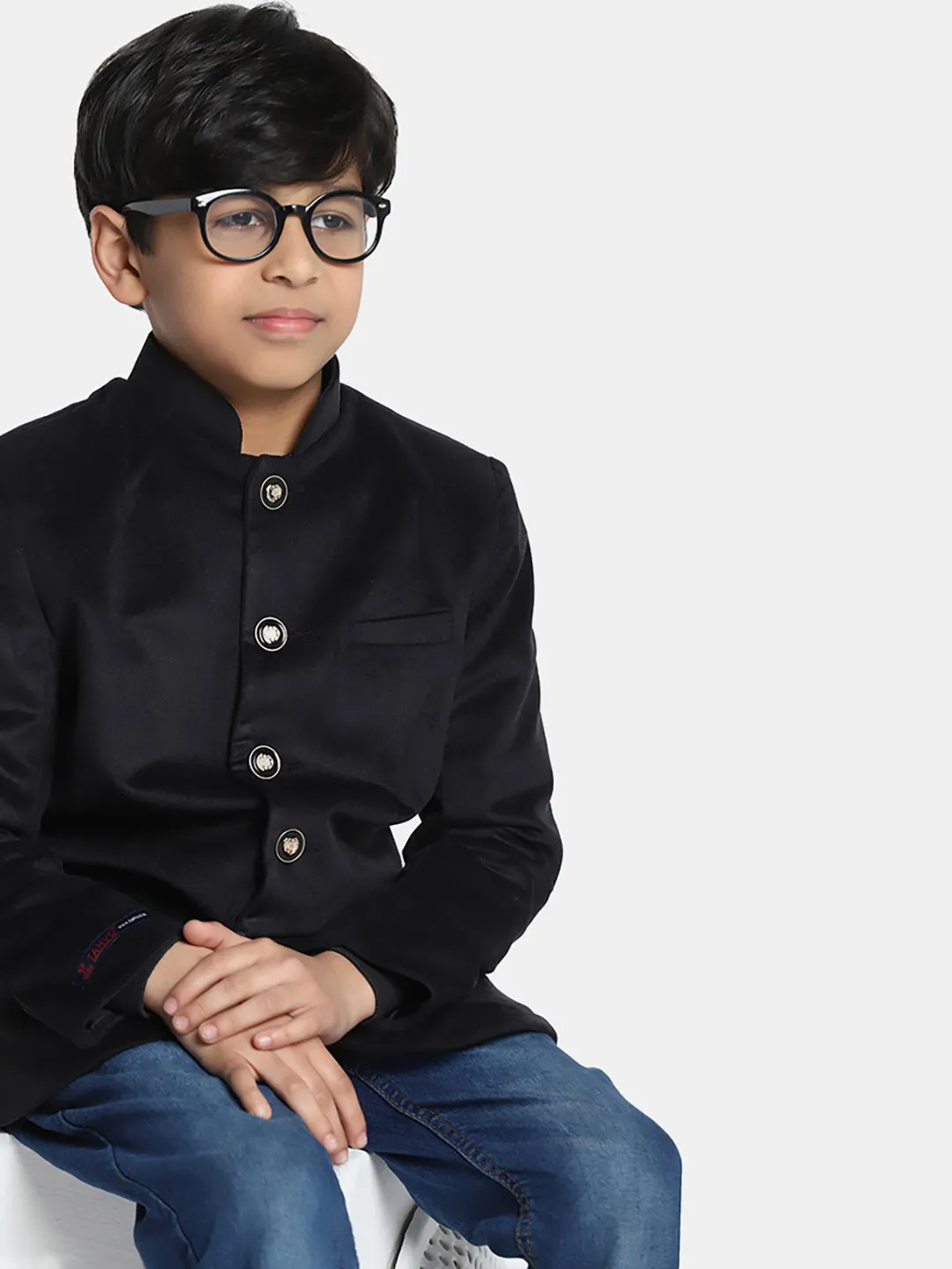 Kids Black Velvet Bandgala Blazer