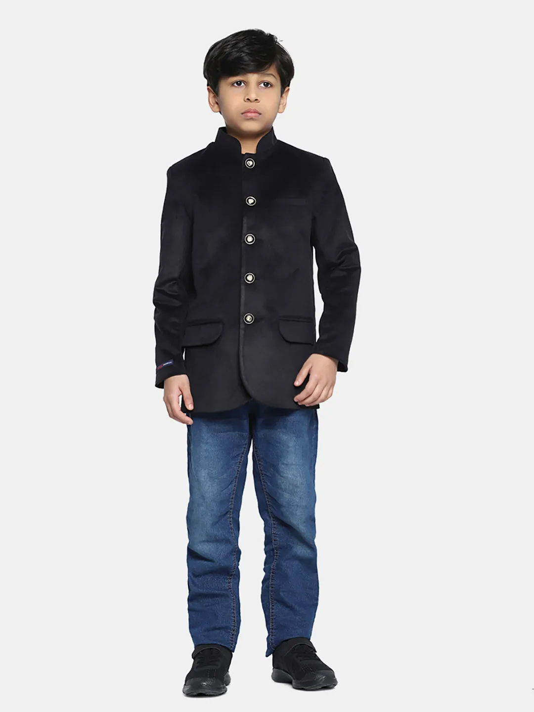 Kids Black Velvet Bandgala Blazer