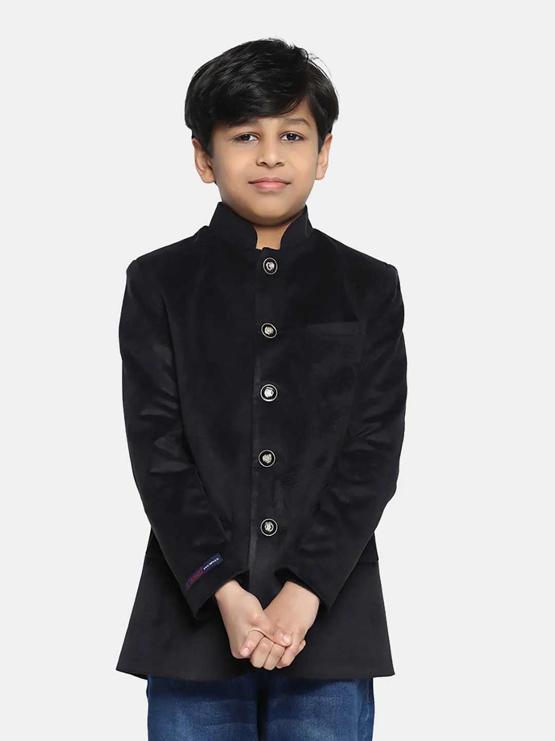 Kids Black Velvet Bandgala Blazer