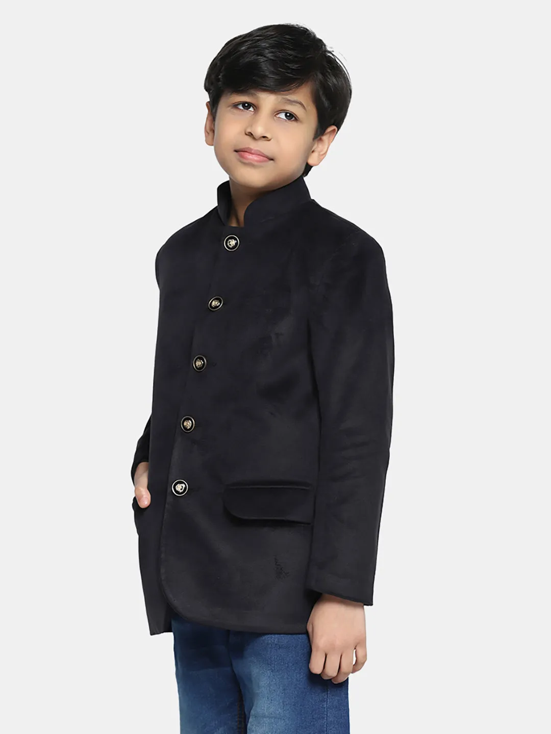 Kids Black Velvet Bandgala Blazer