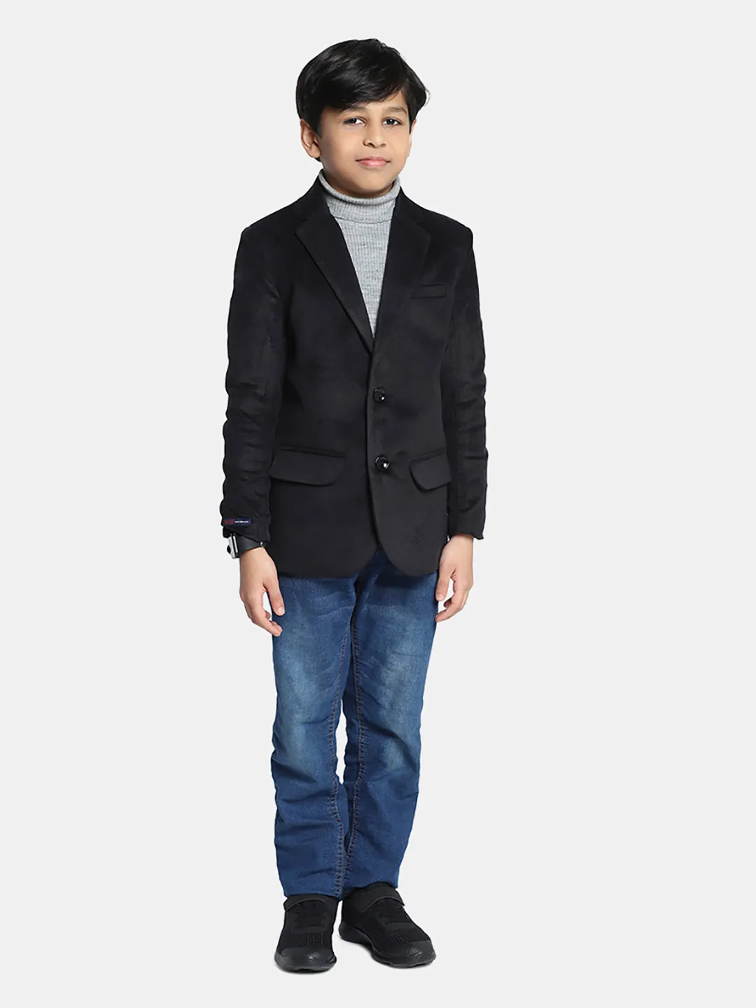 Kids Black Velvet Blazer