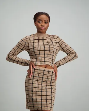Ladies Jacquard Turtle Neck - Stone