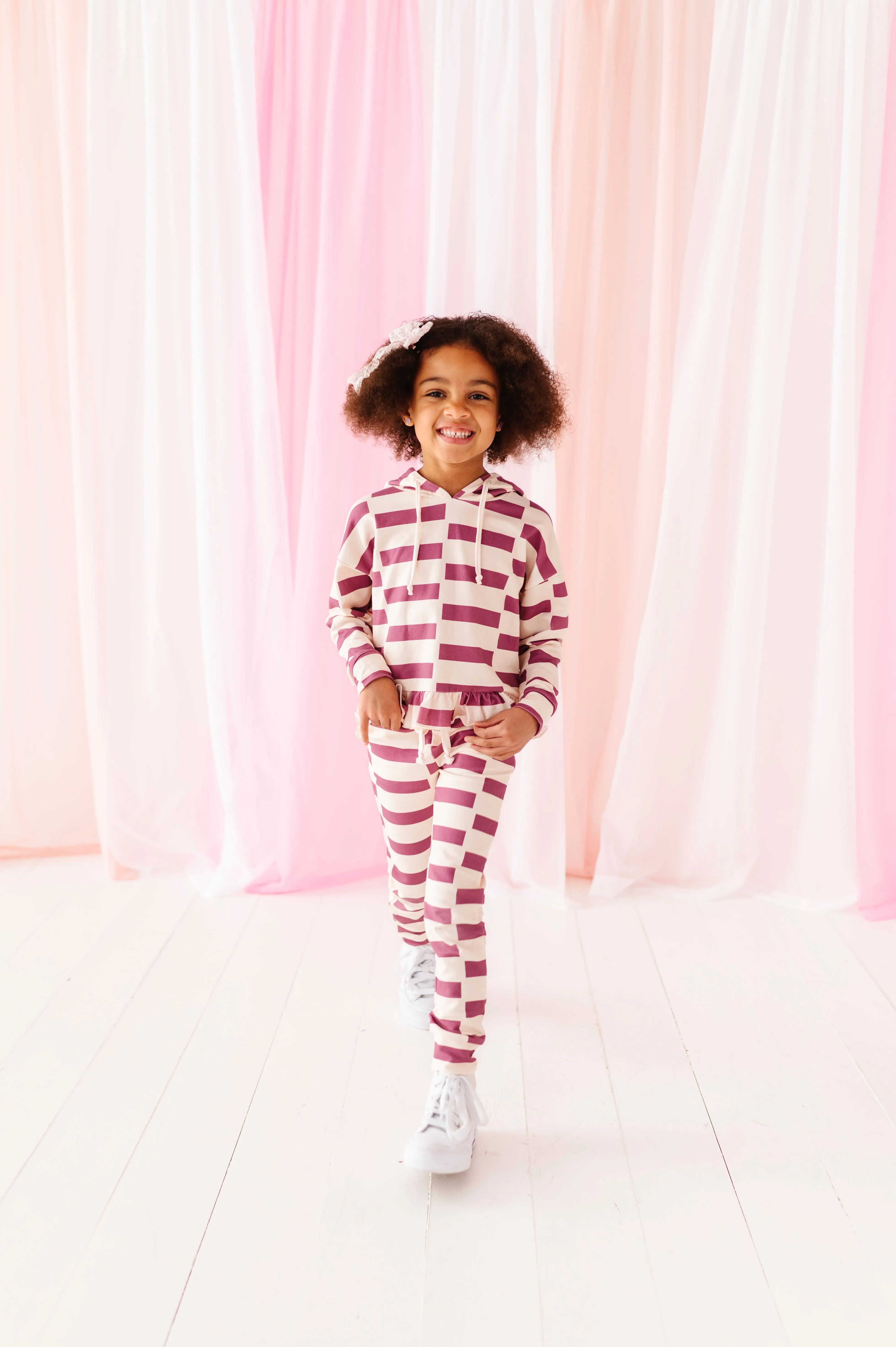 Lavender Chunky Check | Hoodie Peplum SET