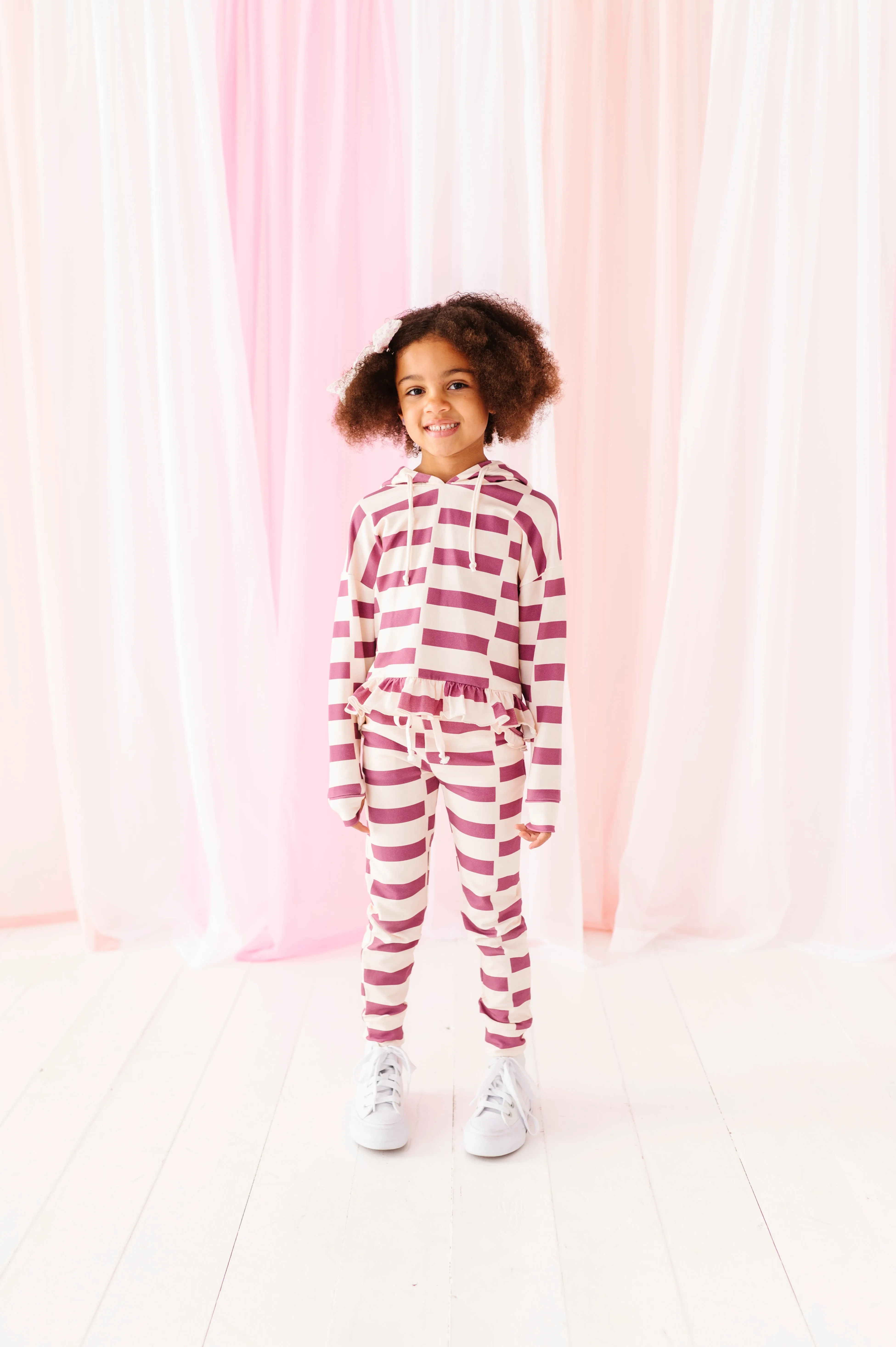 Lavender Chunky Check | Hoodie Peplum SET