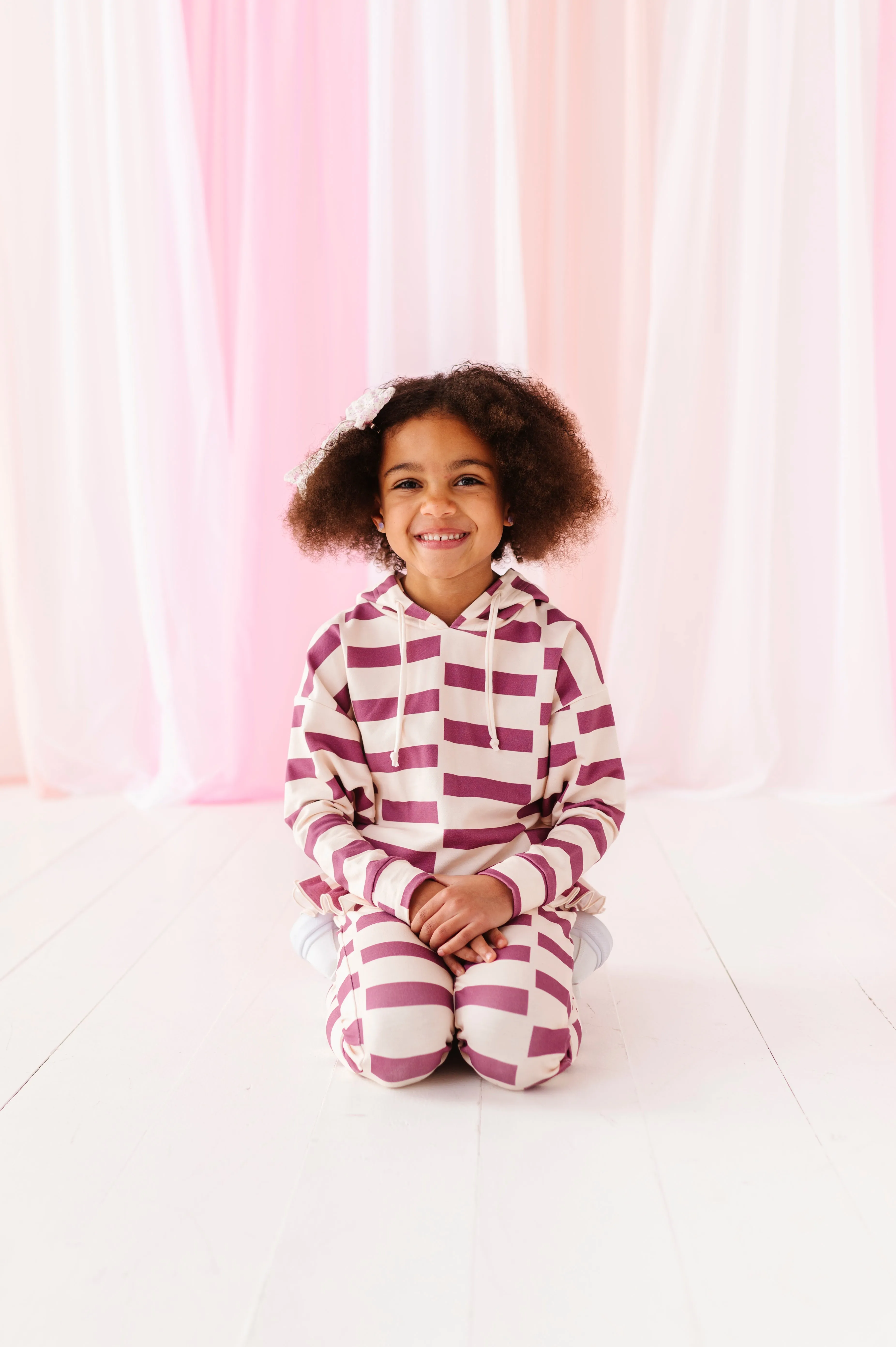 Lavender Chunky Check | Hoodie Peplum SET