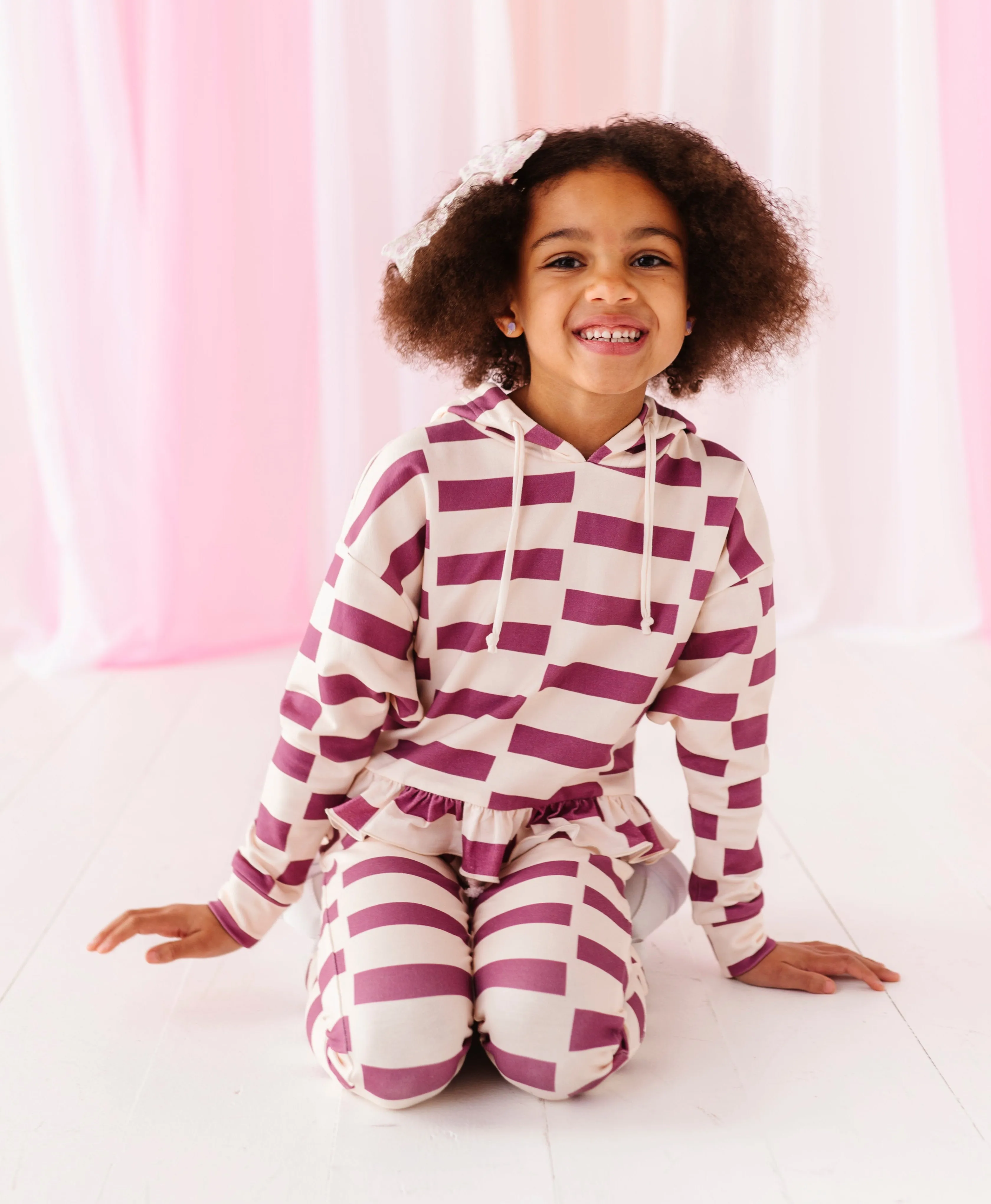 Lavender Chunky Check | Hoodie Peplum SET