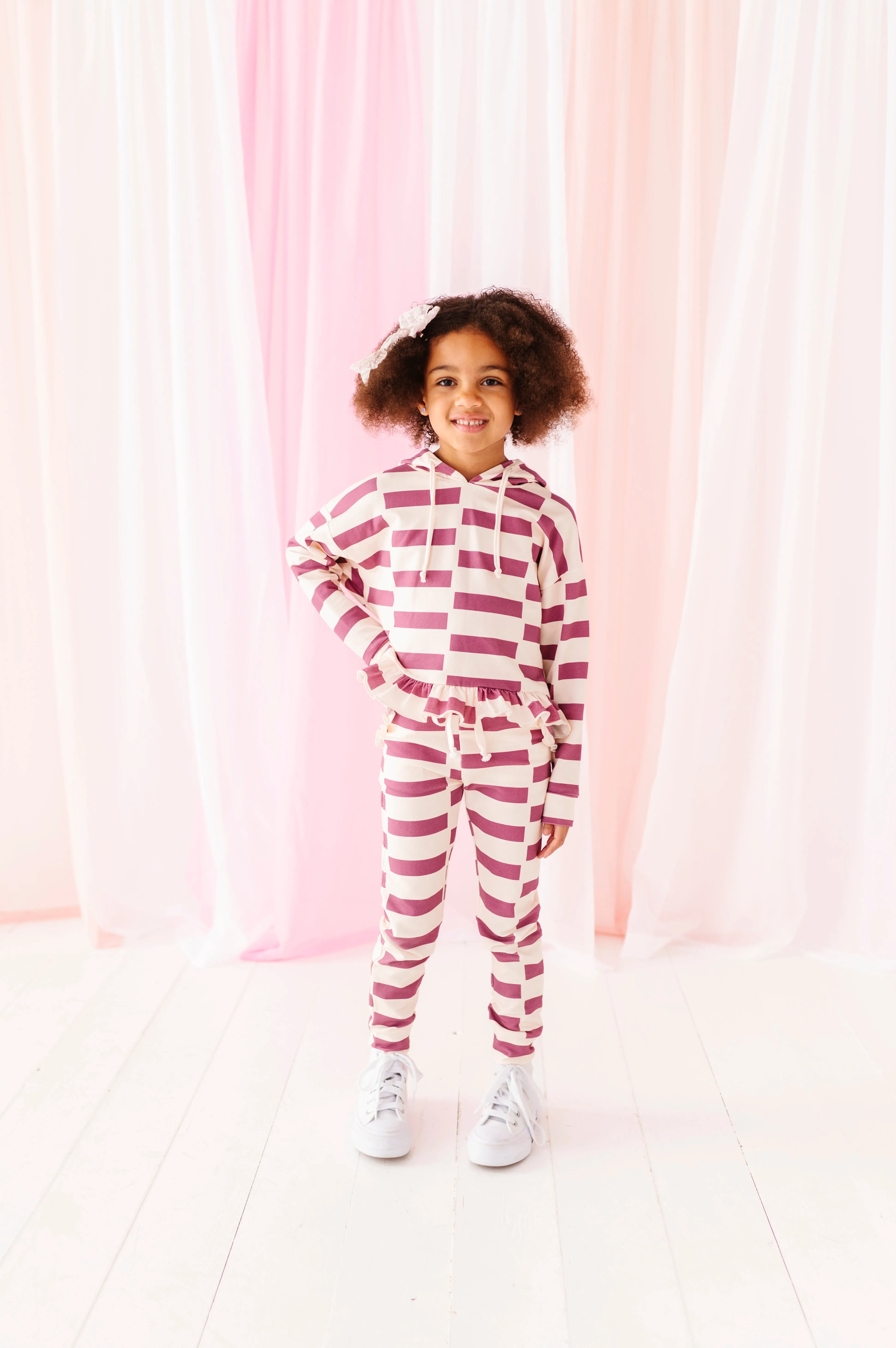 Lavender Chunky Check | Hoodie Peplum SET