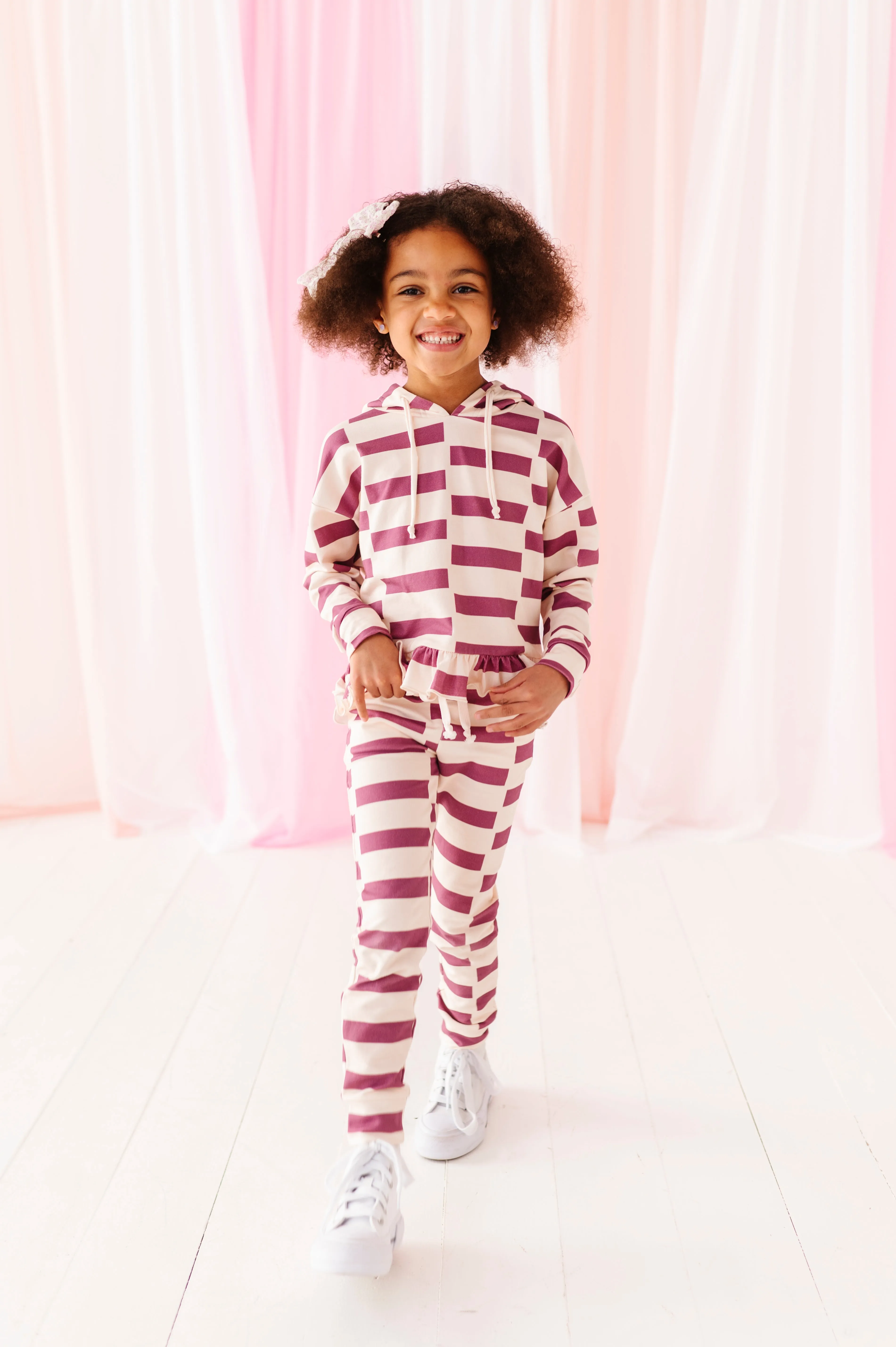 Lavender Chunky Check | Hoodie Peplum SET