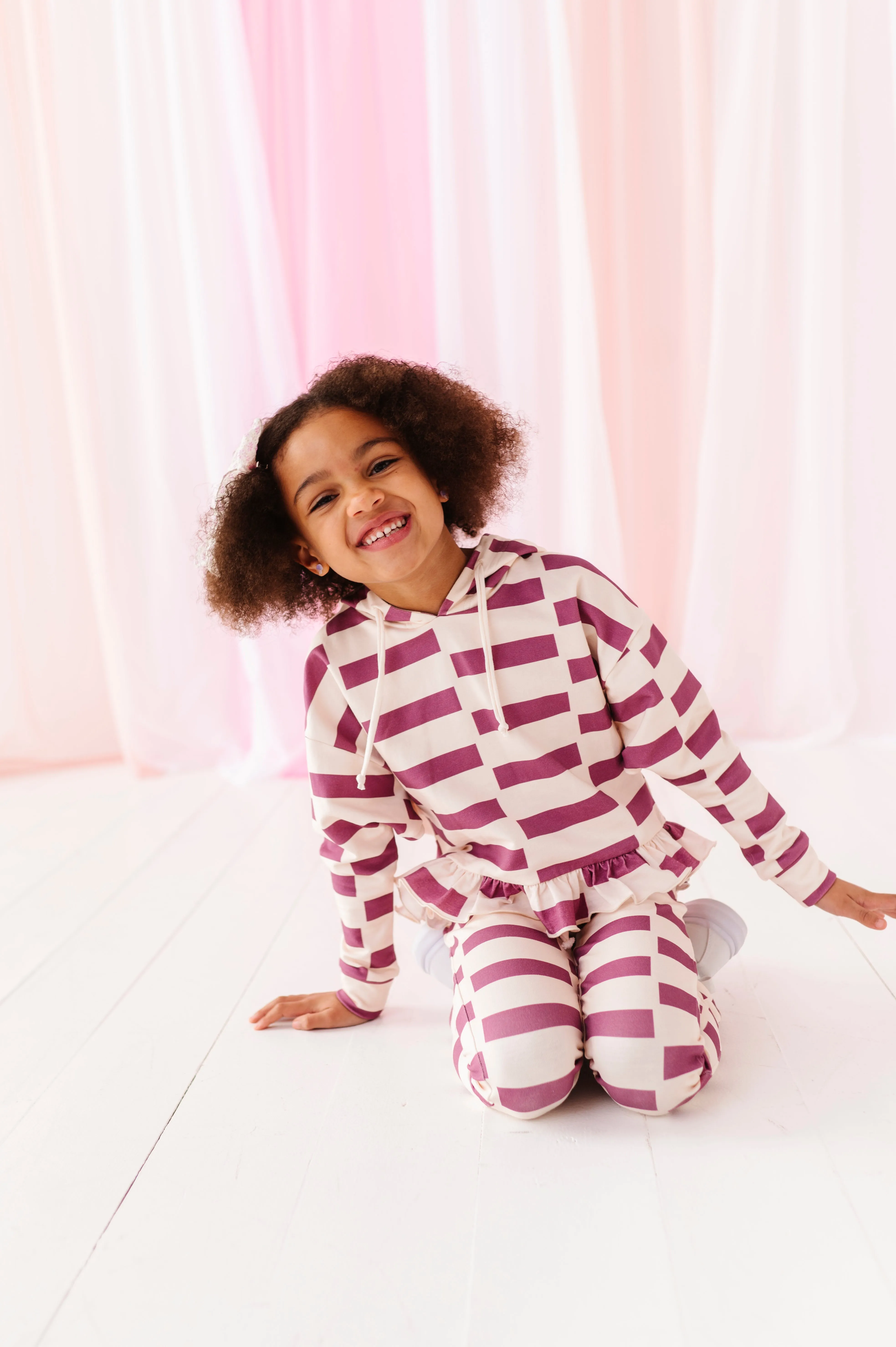 Lavender Chunky Check | Hoodie Peplum SET