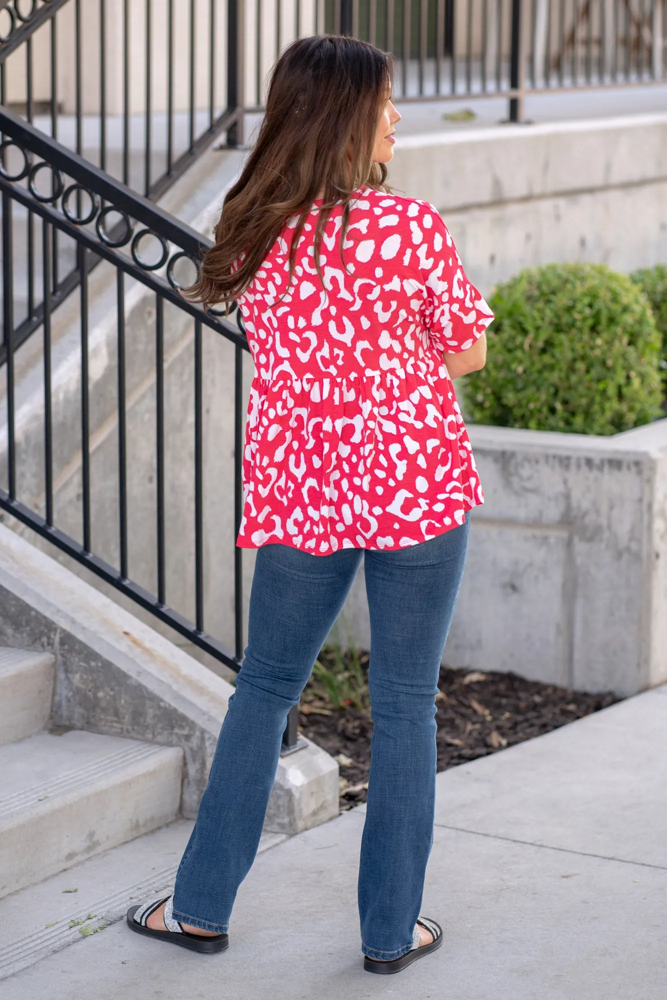 Leopard Peplum Babydoll Blouse
